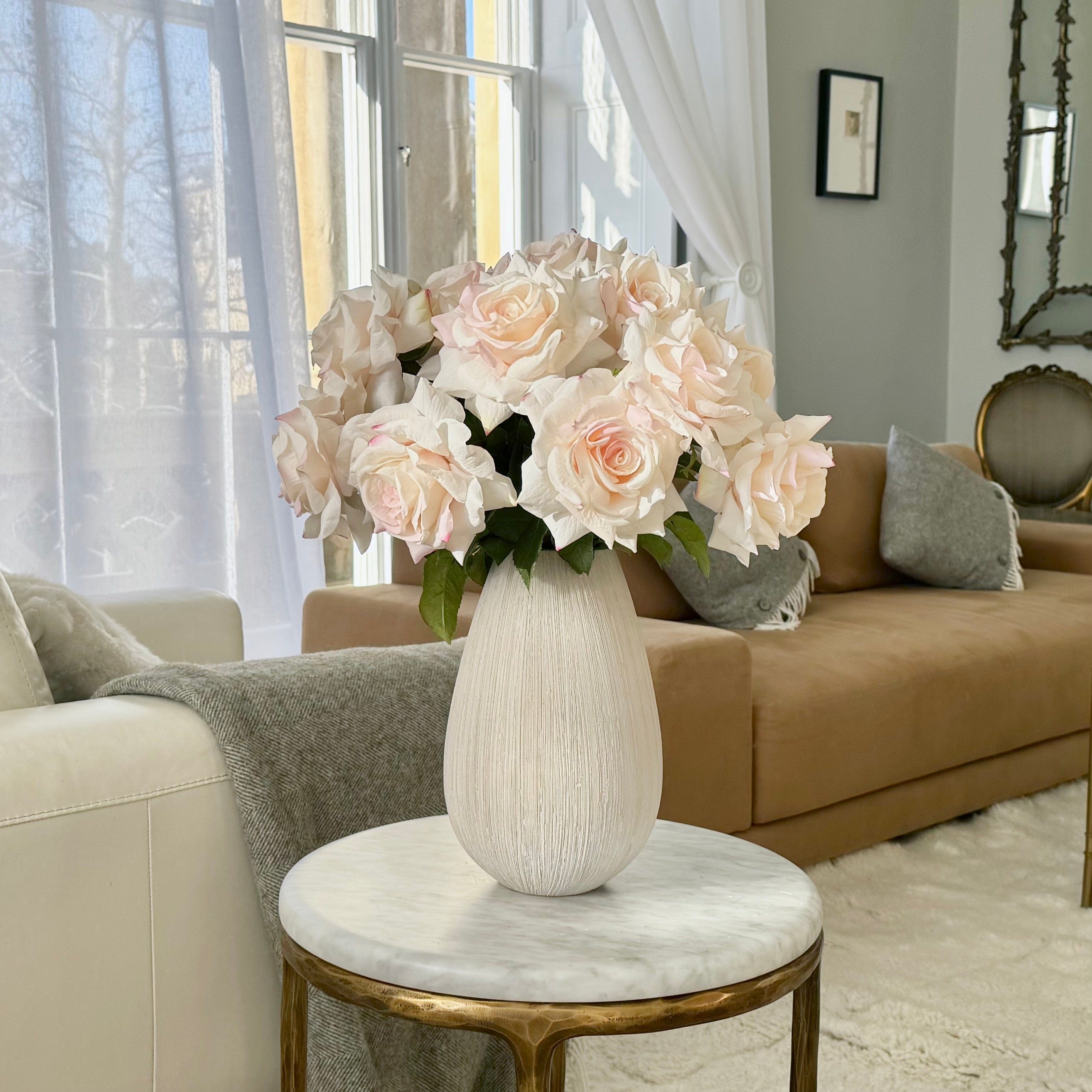 Realistic Artificial Blush Pink Tea Rose ABY5155LPK by The Faux Flower Company