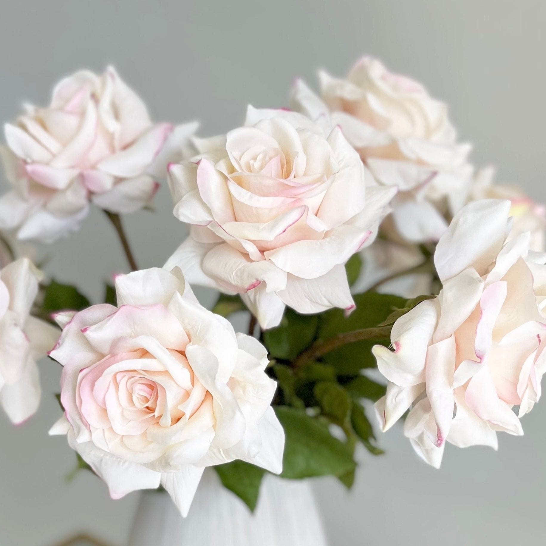 Realistic Artificial Blush Pink Tea Rose ABY5155LPK by The Faux Flower Company