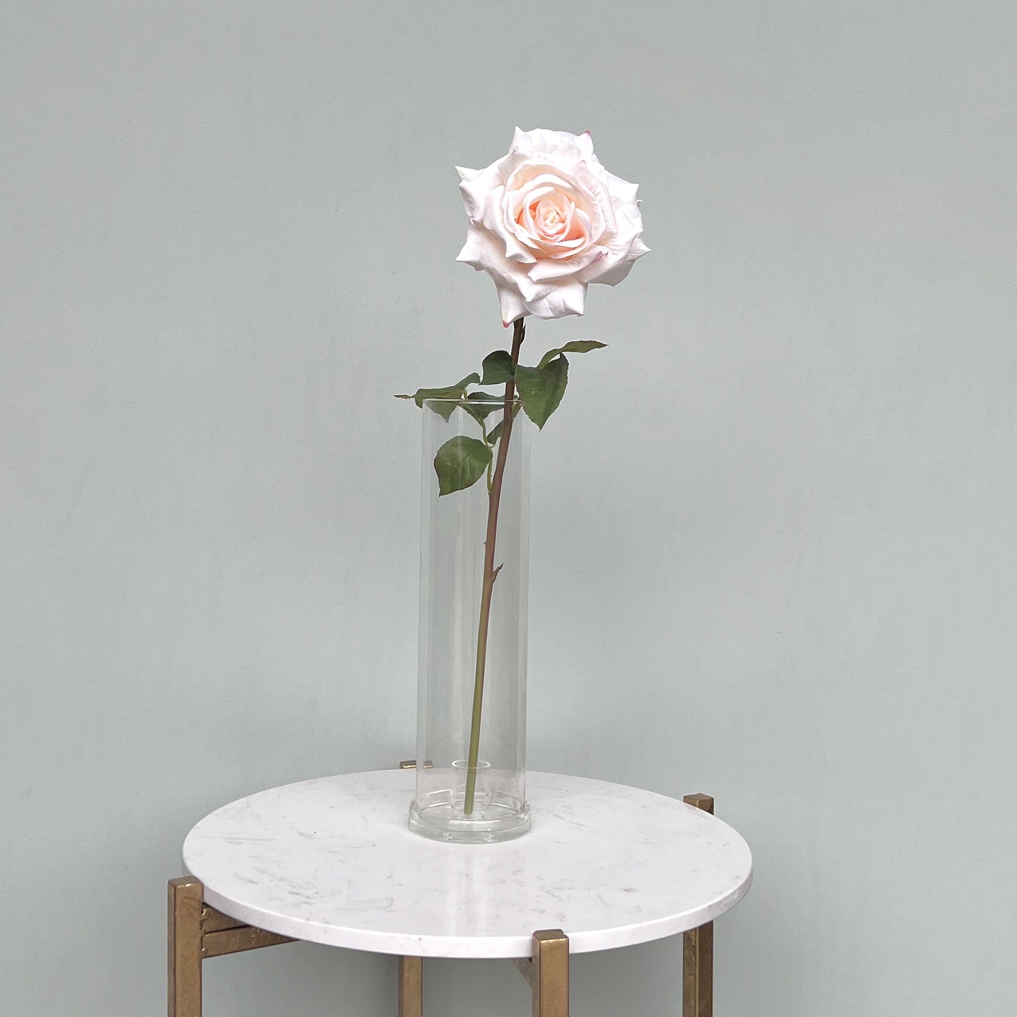 Realistic Artificial Blush Pink Tea Rose ABY5155LPK by The Faux Flower Company