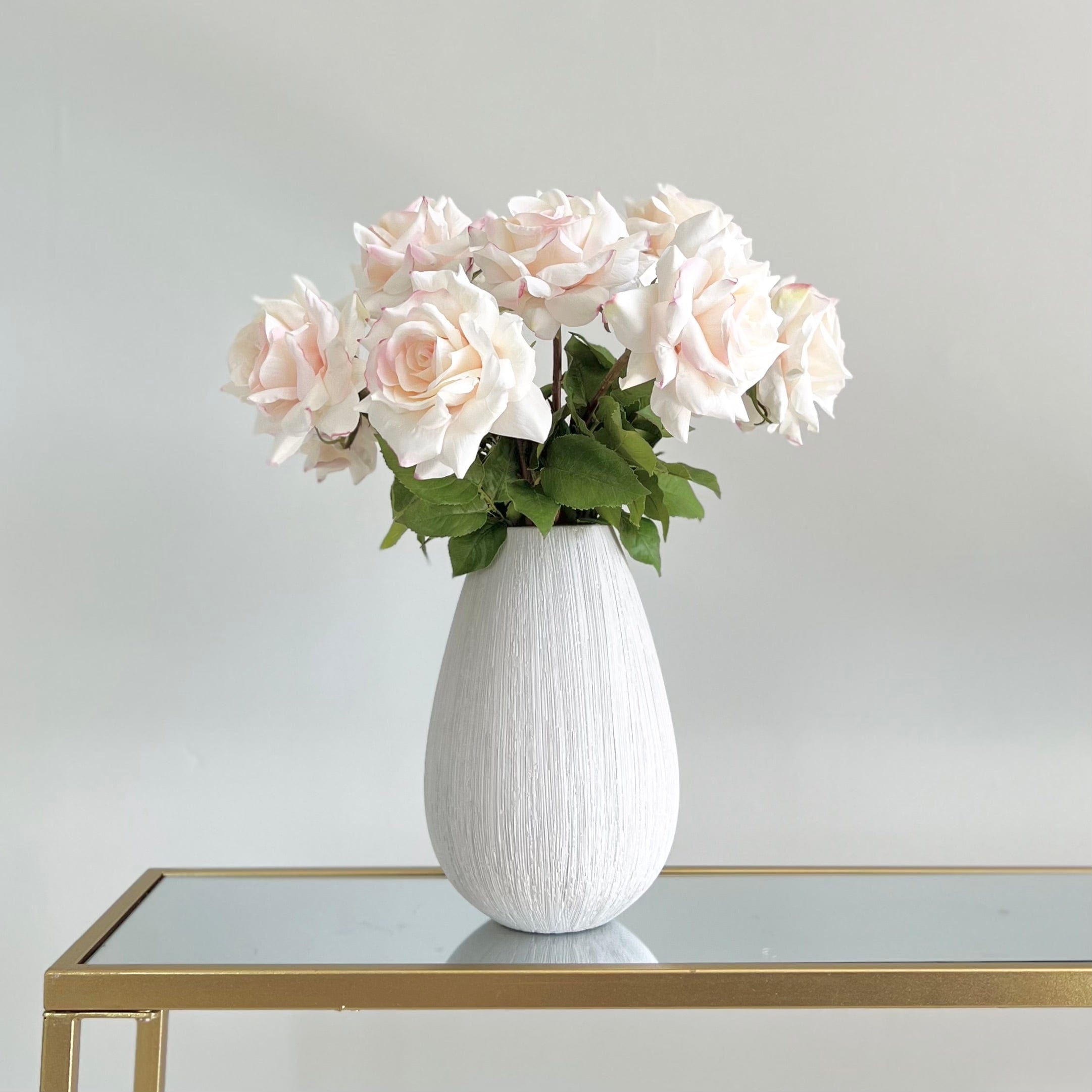 Realistic Artificial Blush Pink Tea Rose ABY5155LPK by The Faux Flower Company