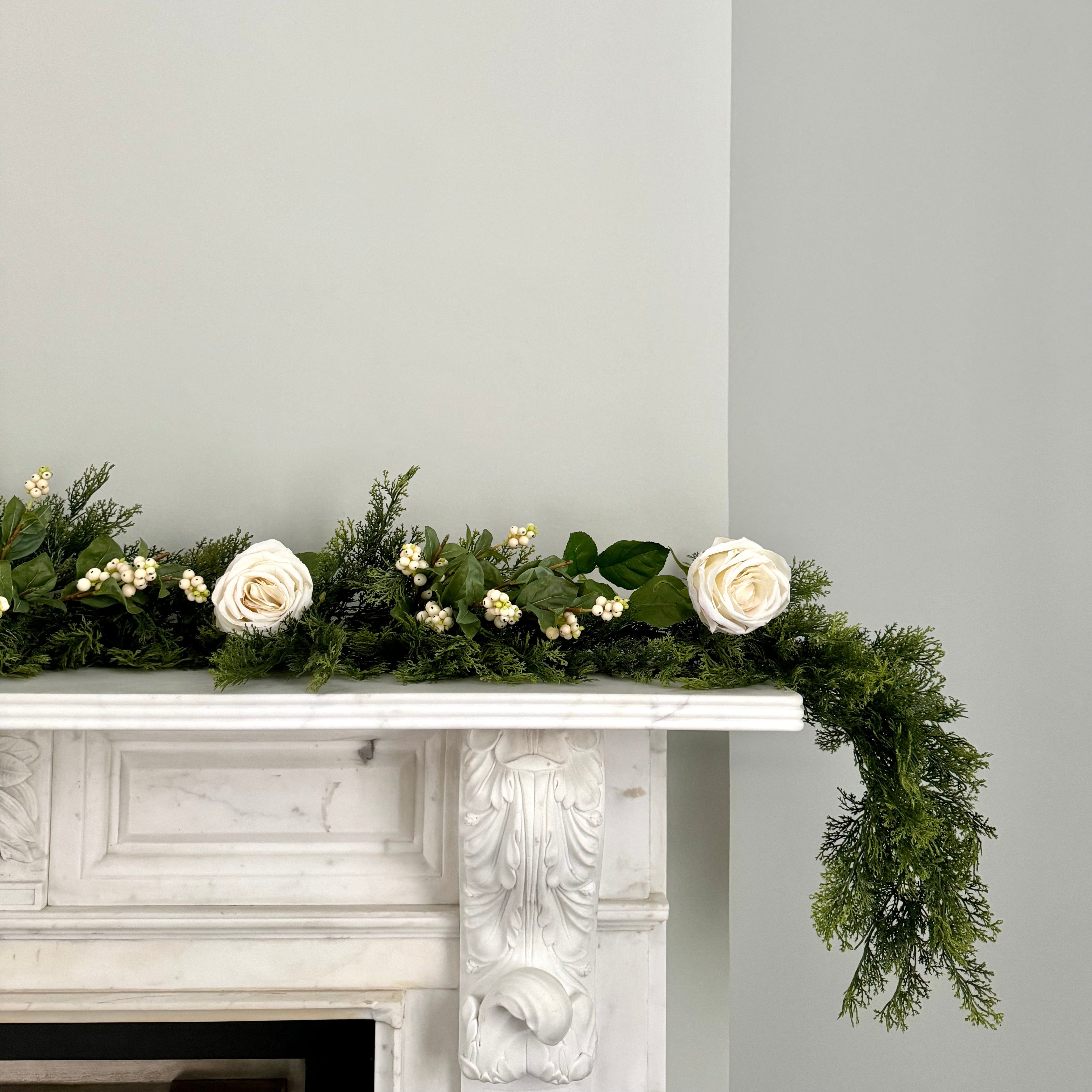 Realistic Artificial Cream Cypress Bush Garland Set - Deluxe GARLAND CREAM/DELUXE by The Faux Flower Company