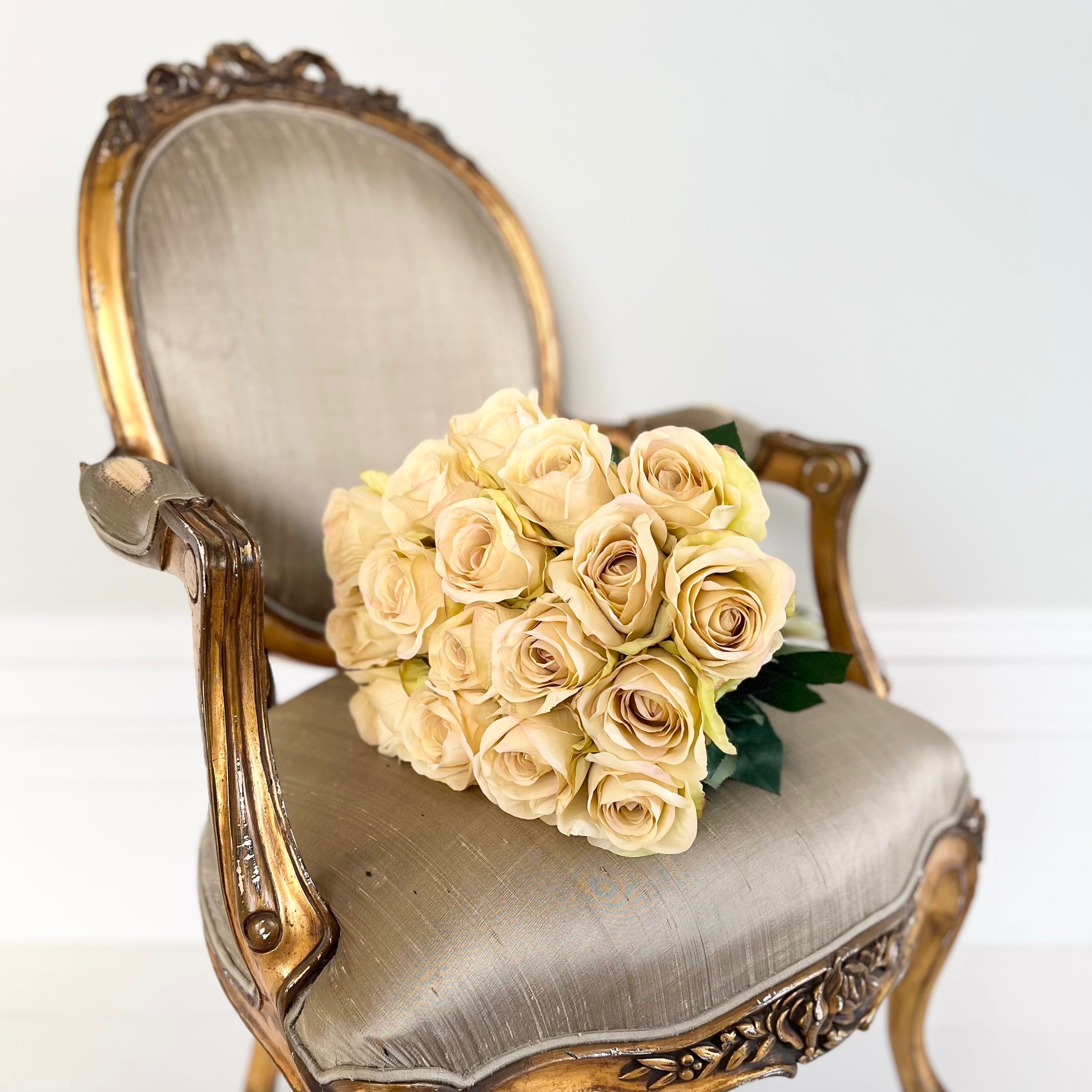 Realistic Artificial Cream Roses Wedding Arrangement by The Faux Flower Company
