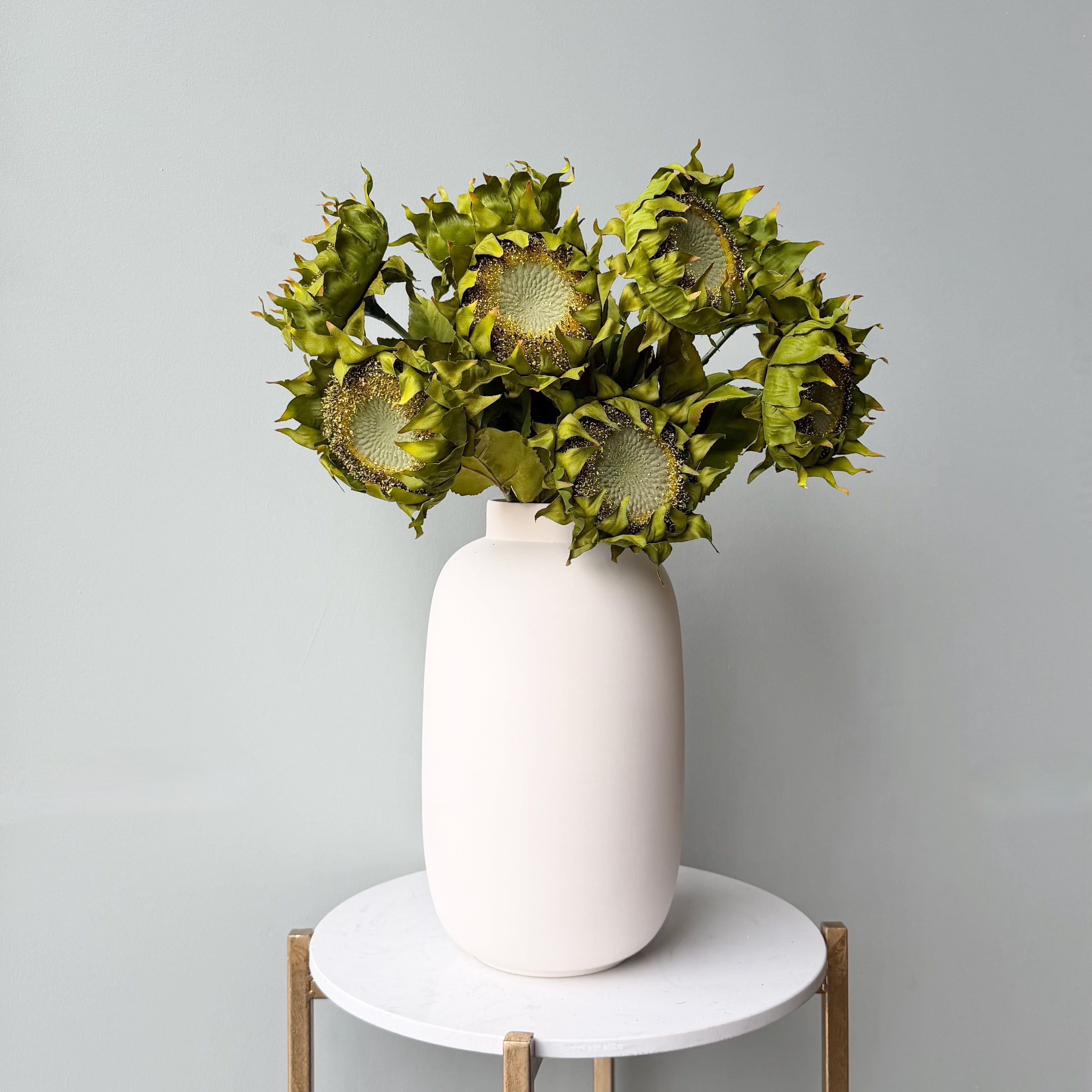 Realistic Artificial Dried Look Sunflower With Leaves AHCH-4890 by The Faux Flower Company