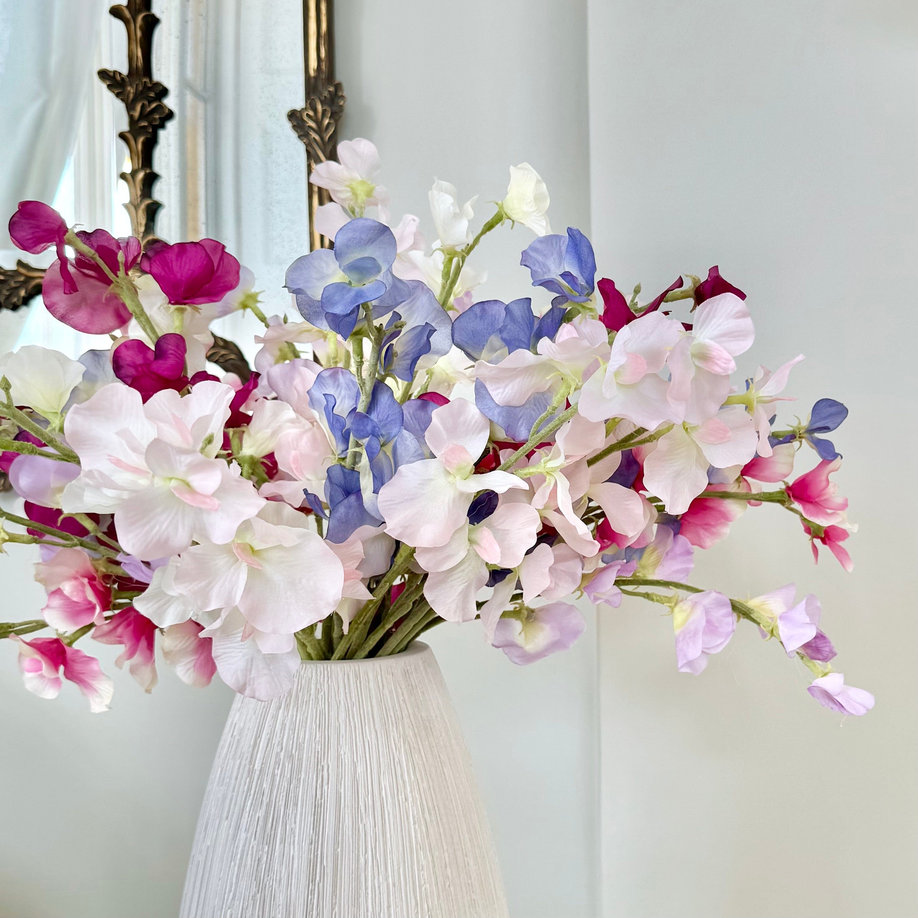 Realistic Artificial Mixed Sweet Pea Arrangement by The Faux Flower Company