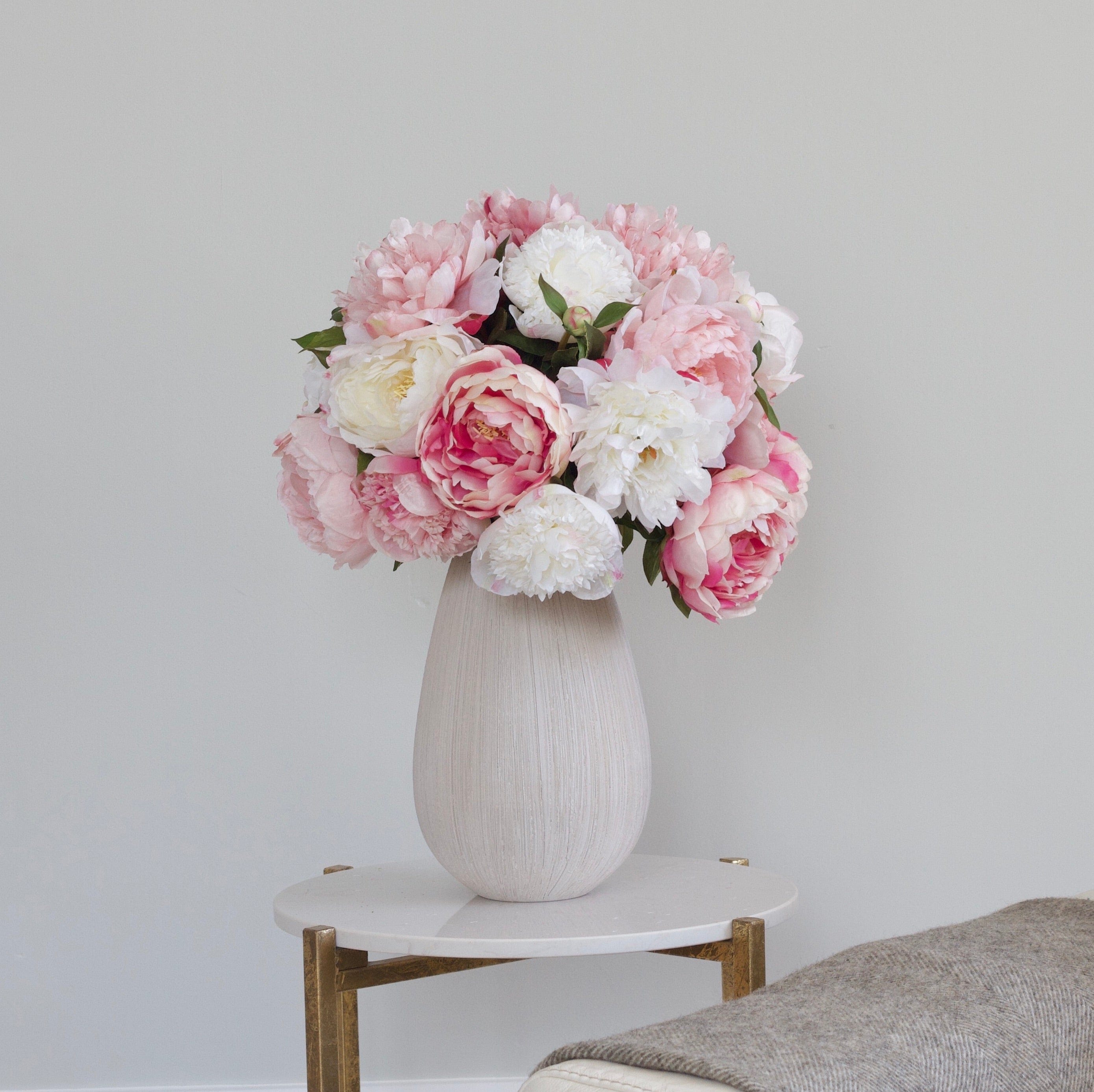 Realistic Artificial Pink & White Peony Arrangement by The Faux Flower Company