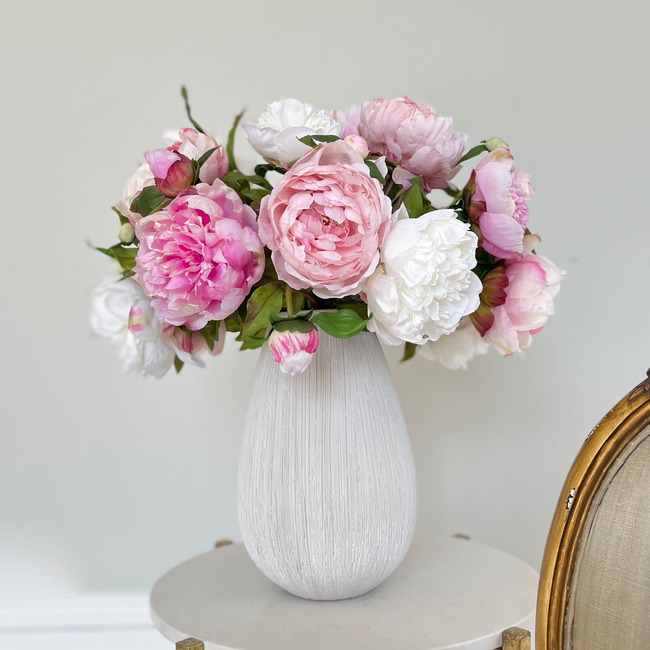 Realistic Artificial Pink & White Peony Arrangement MIXED PEONY AR/C by The Faux Flower Company