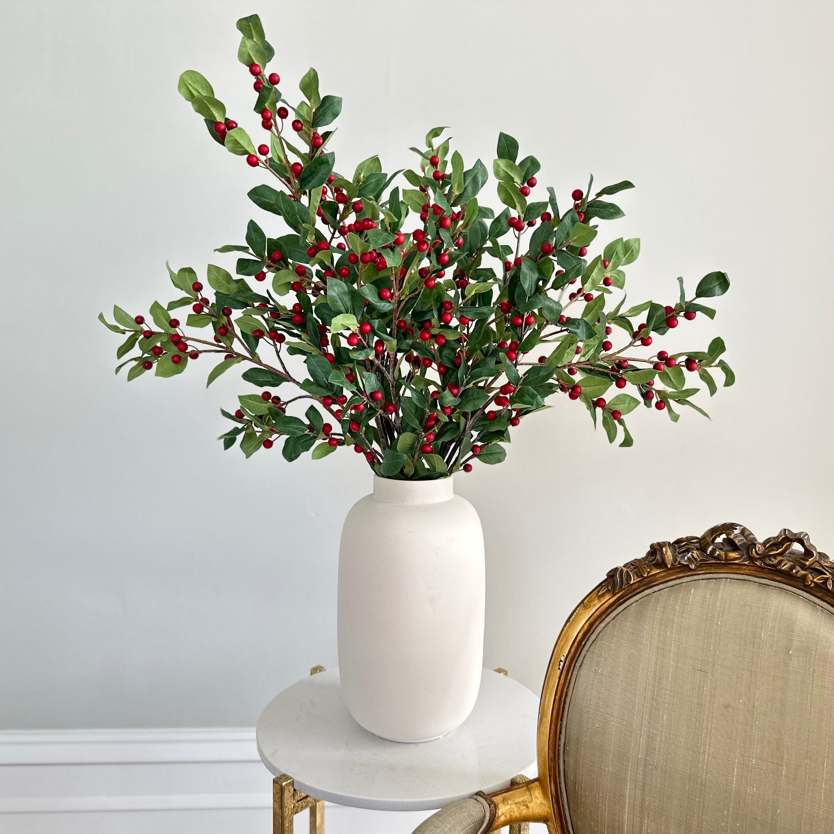 Realistic Artificial Red Berries with Leaves ABX0683RD by The Faux Flower Company