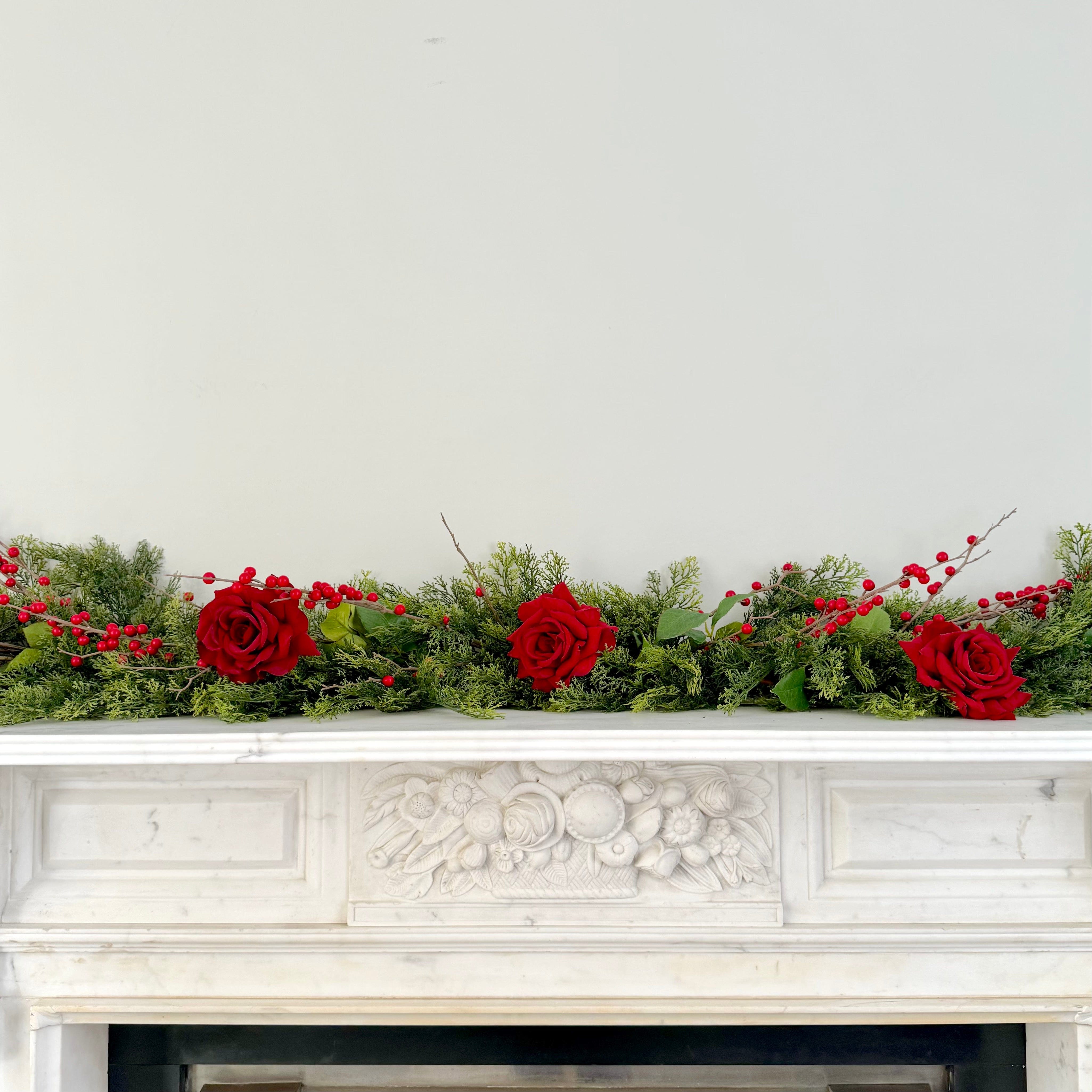 Realistic Artificial Red Cypress Bush Garland Set - Deluxe GARLAND RED/DELUXE by The Faux Flower Company
