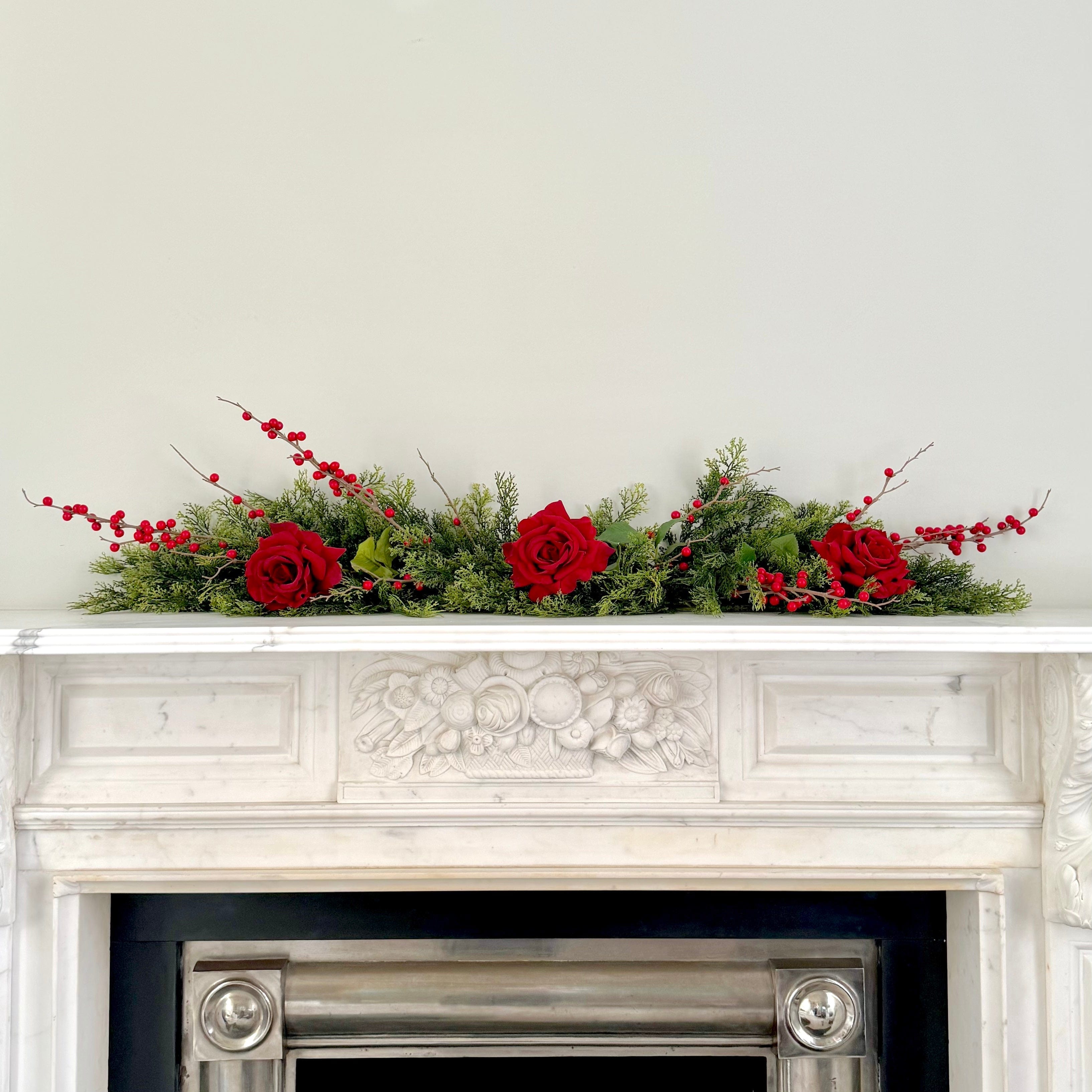 Realistic Artificial Red Cypress Bush Garland Set - Large GARLAND RED/LARGE by The Faux Flower Company