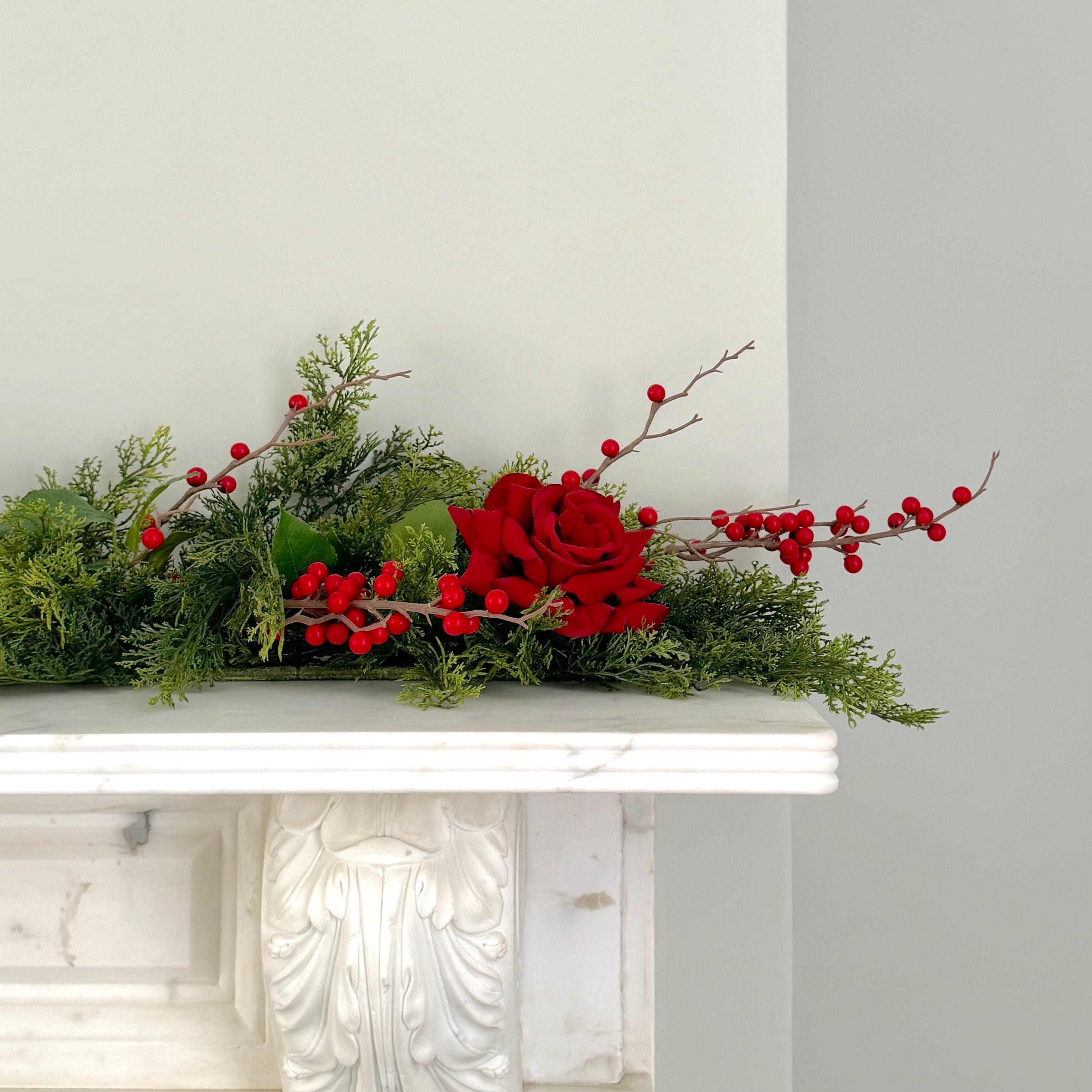 Realistic Artificial Red Cypress Bush Garland Set - Large GARLAND RED/LARGE by The Faux Flower Company
