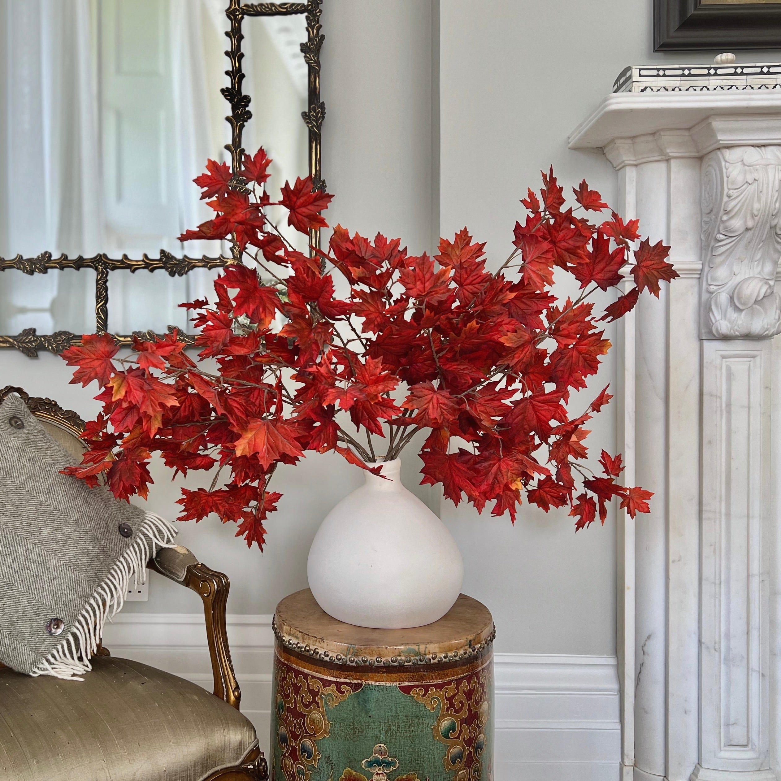 Realistic Artificial Red Maple Leaves ABZ3202RD by The Faux Flower Company