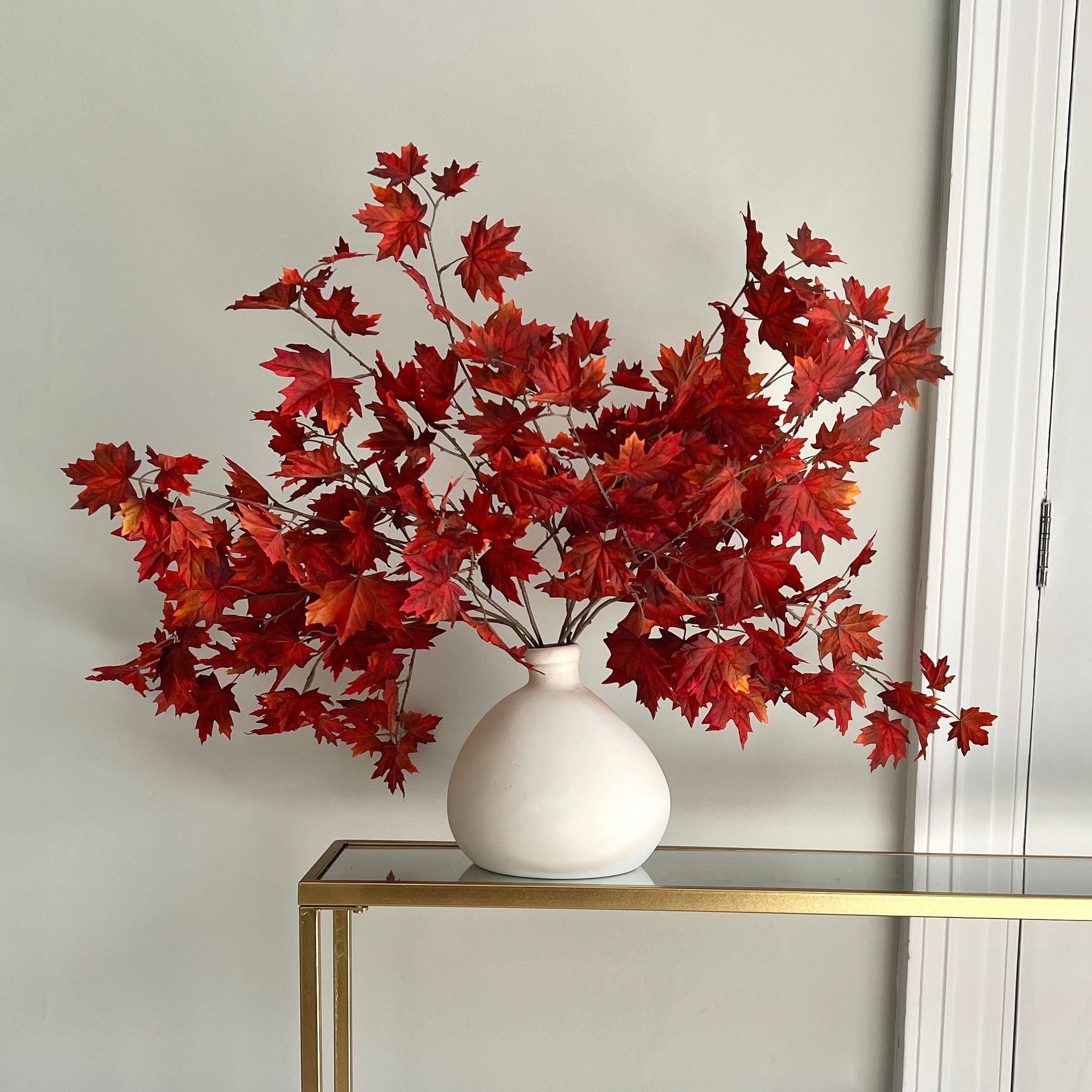 Realistic Artificial Red Maple Leaves ABZ3202RD by The Faux Flower Company