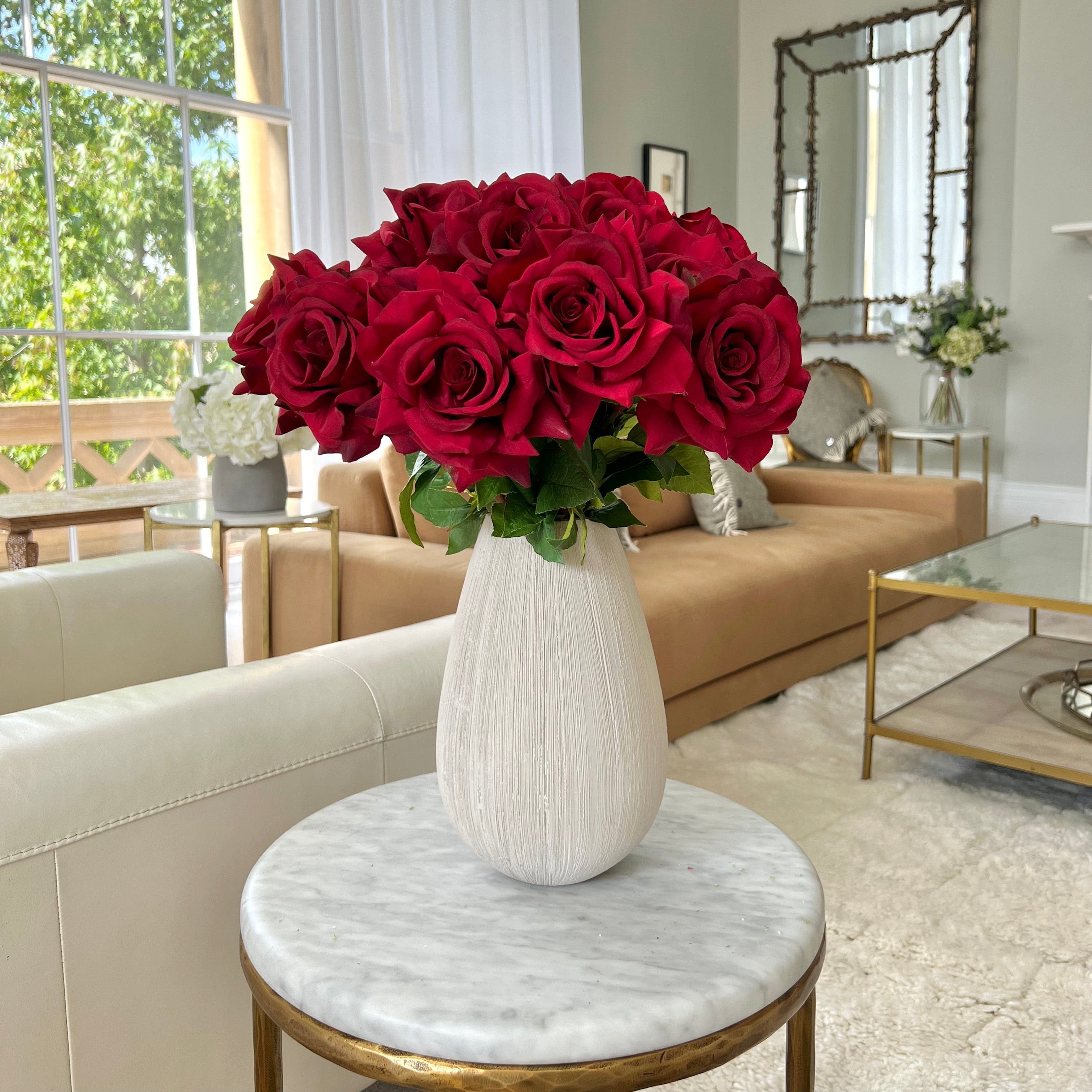 Realistic Artificial Red Tea Rose ABY5155RD by The Faux Flower Company