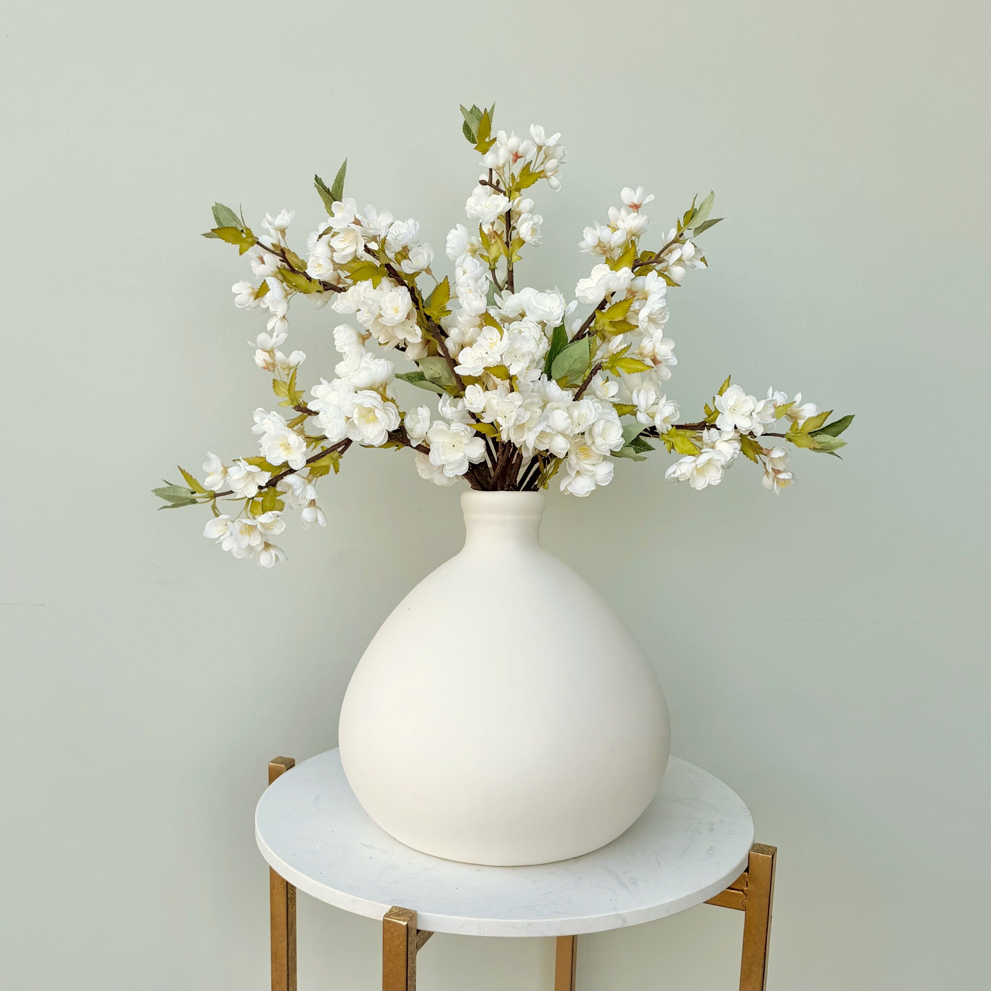 Realistic Artificial Short White Cherry Blossom Branch ABX1951WH by The Faux Flower Company