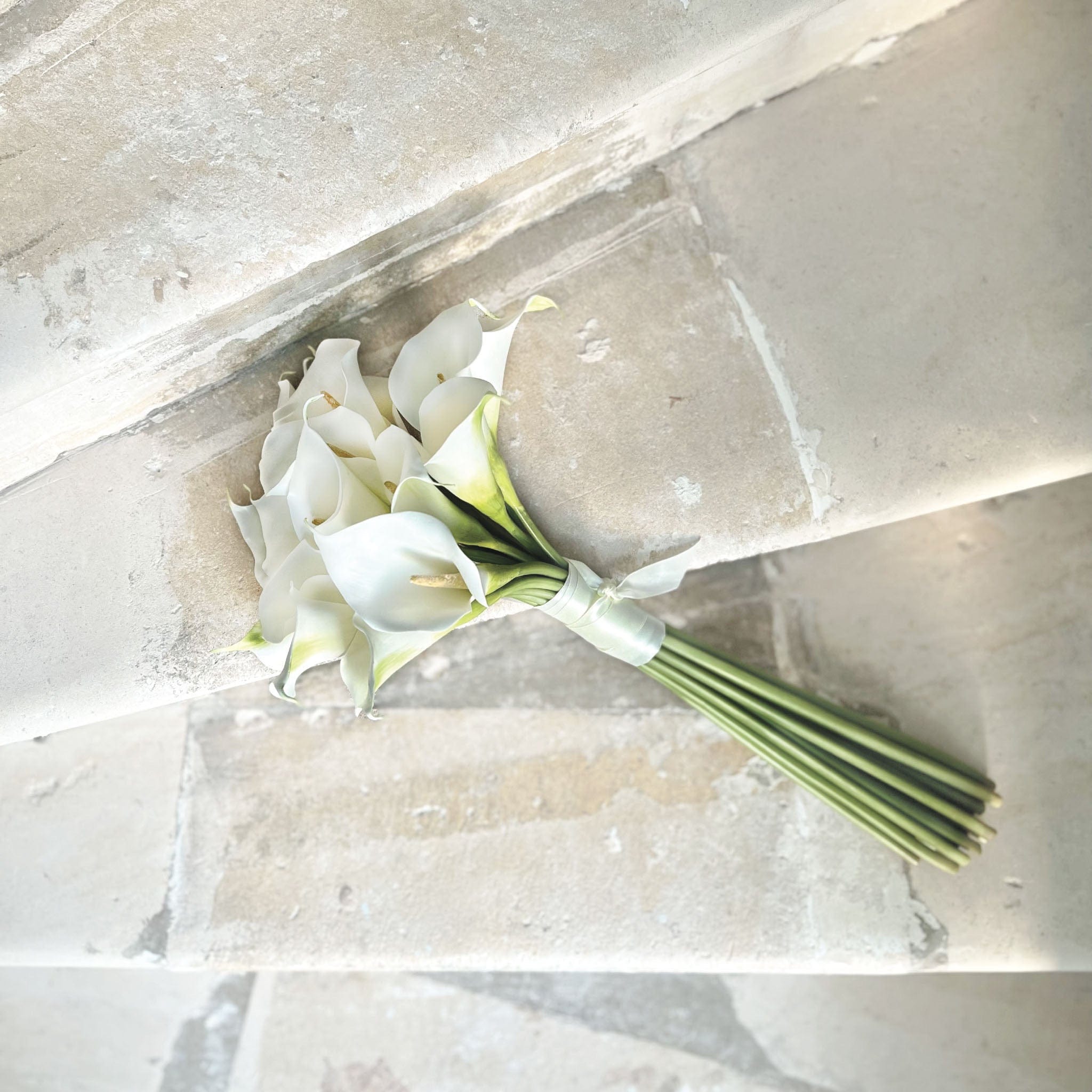 Realistic Artificial White Calla Lily Wedding Arrangement by The Faux Flower Company