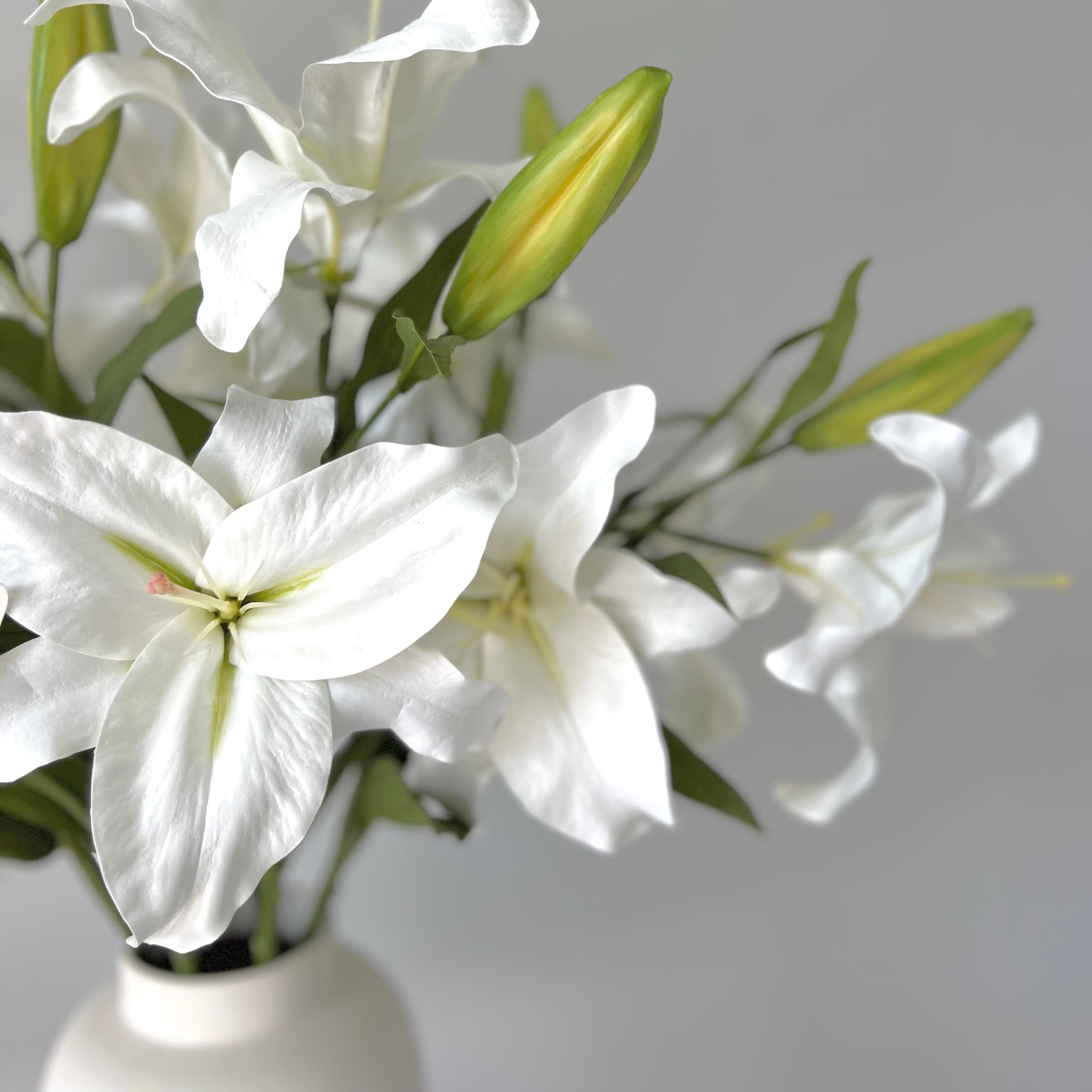 Realistic Artificial White Casablanca Lily ABY3018WH by The Faux Flower Company