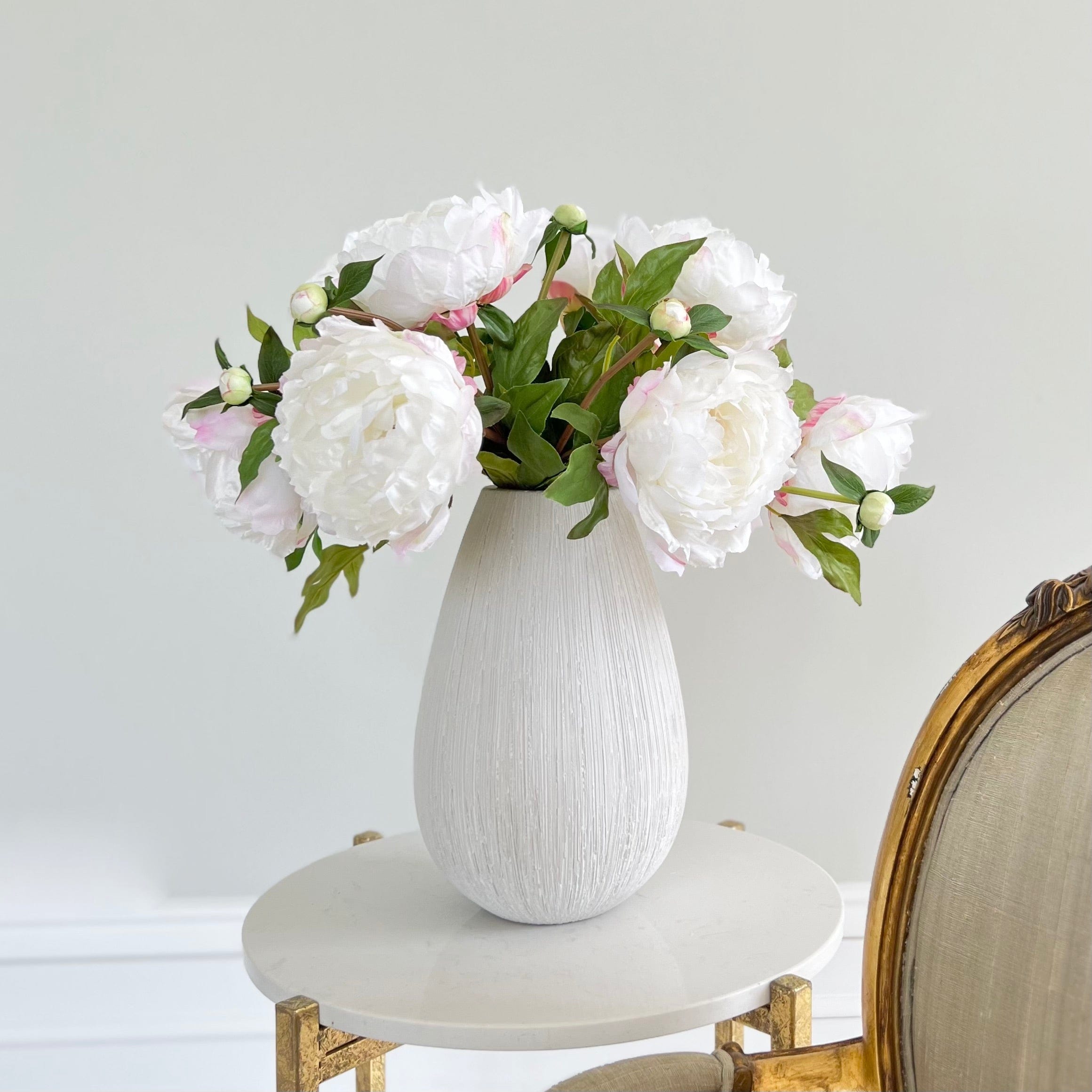 Realistic Artificial White Classic Peony ABY6043WH by The Faux Flower Company