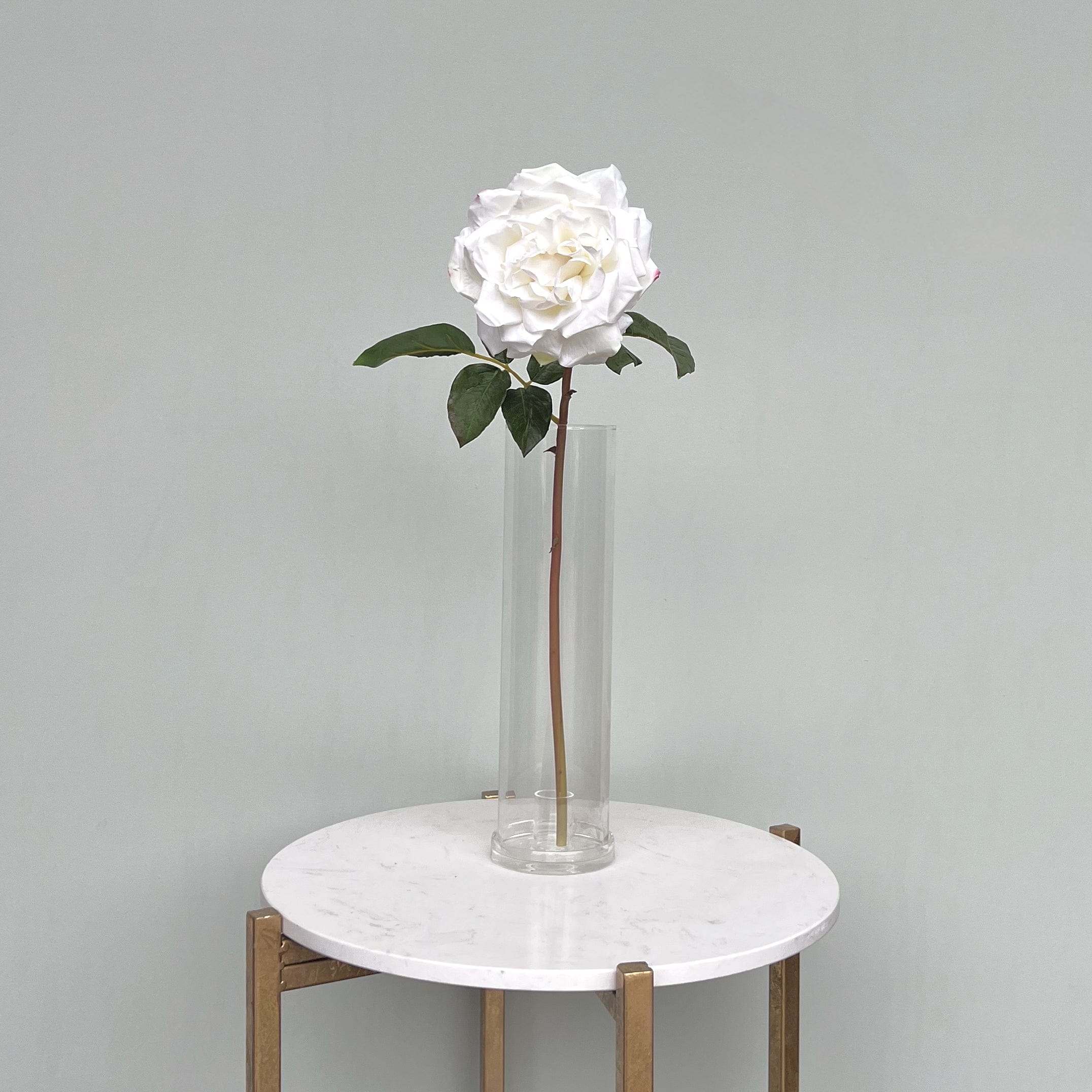 Realistic Artificial White Garden Rose ABY3108WH by The Faux Flower Company