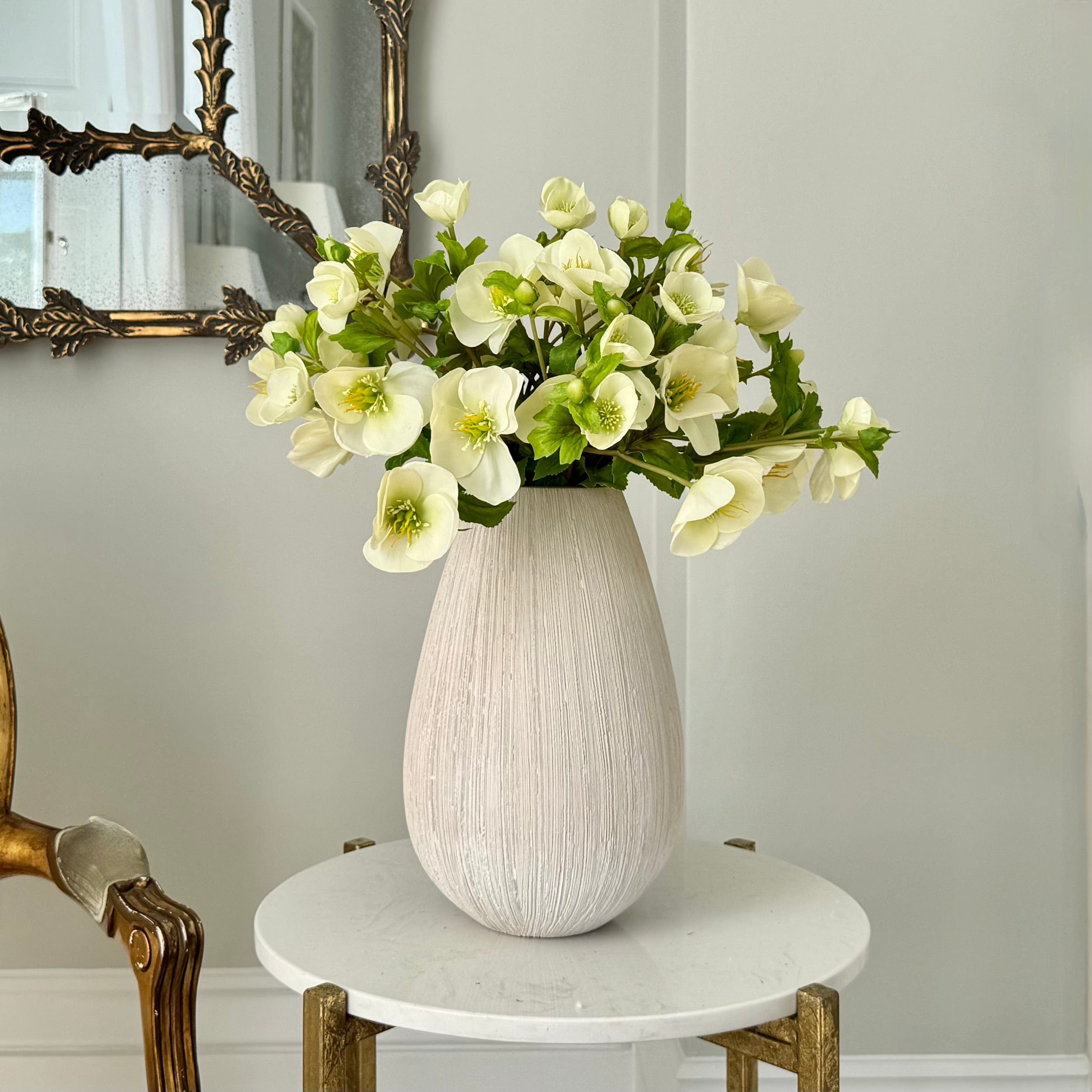 Realistic Artificial White & Green Hellebore ABY2502LGR by The Faux Flower Company