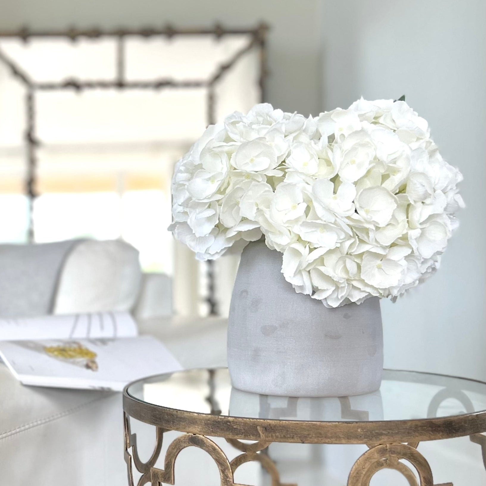 Realistic Artificial White Hydrangea by The Faux Flower Company