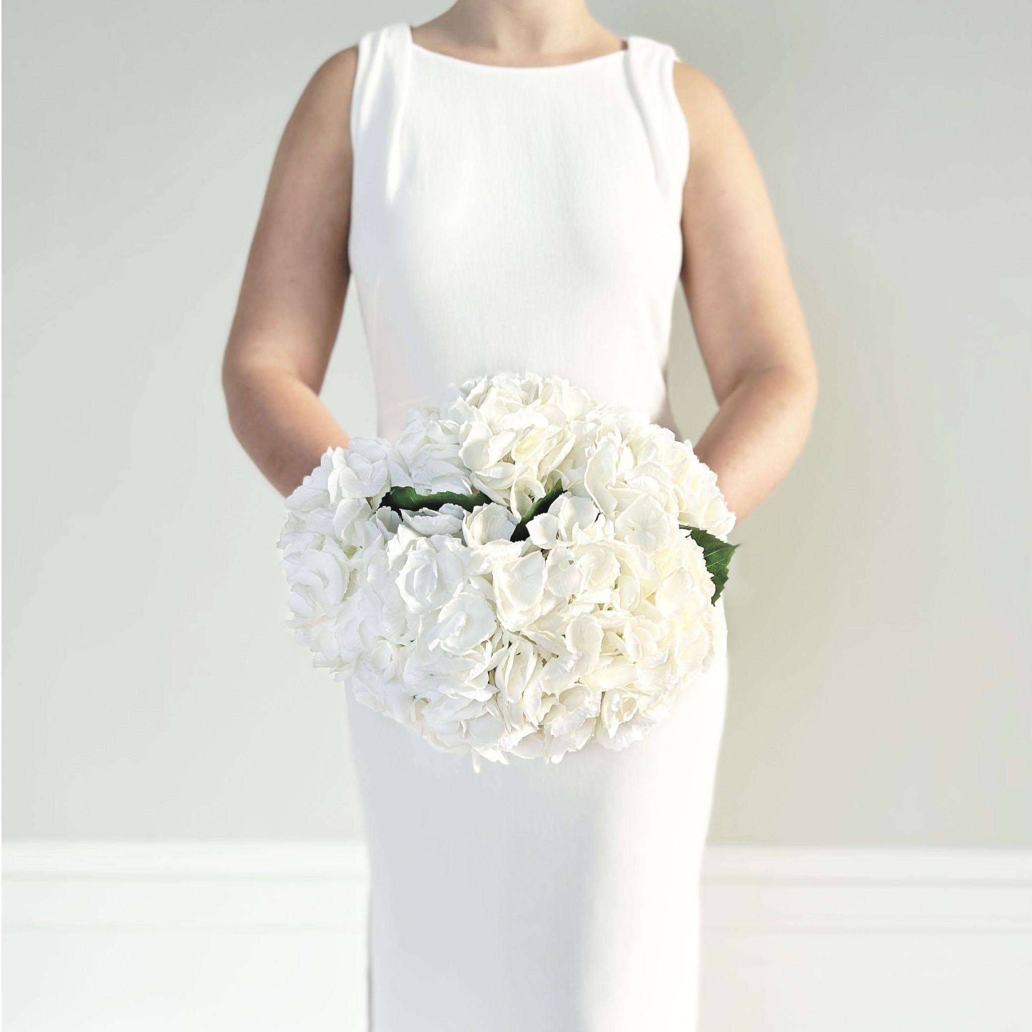 Realistic Artificial White Hydrangea Wedding Arrangement by The Faux Flower Company