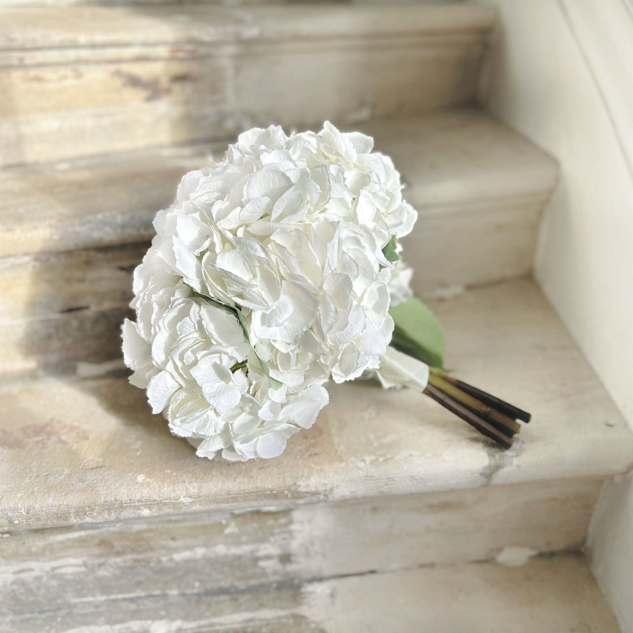 Realistic Artificial White Hydrangea Wedding Arrangement by The Faux Flower Company