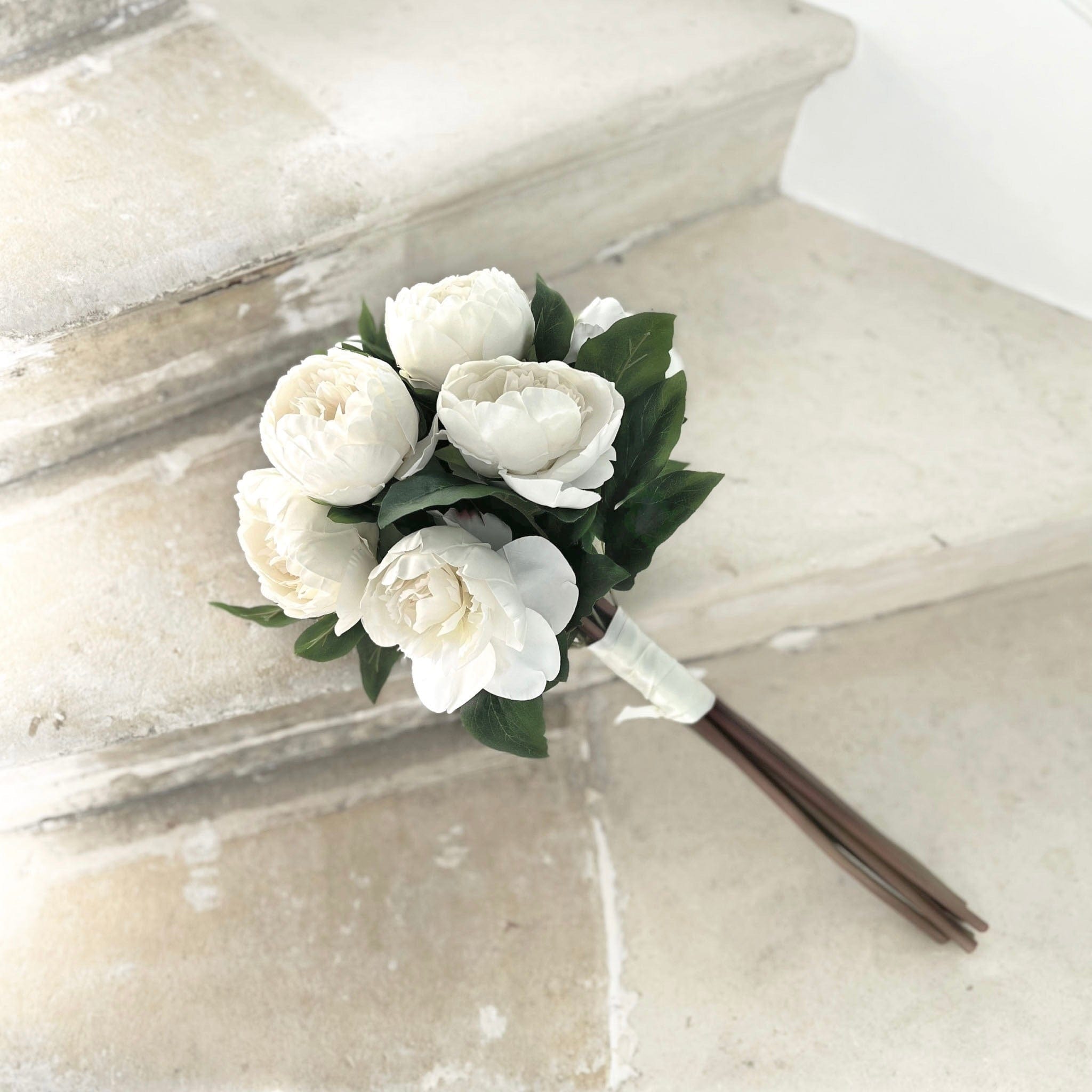 Realistic Artificial White Peony Wedding Arrangement by The Faux Flower Company