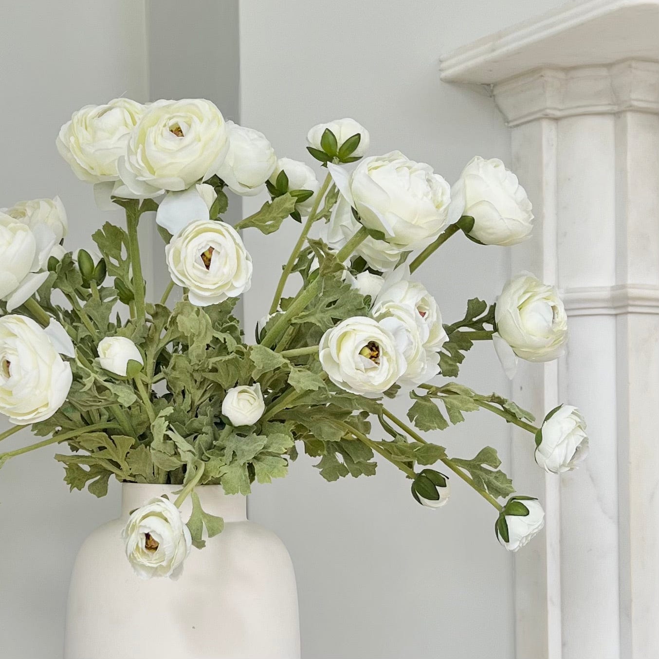 Realistic Artificial White Ranunculus Spray ABX8534WH by The Faux Flower Company