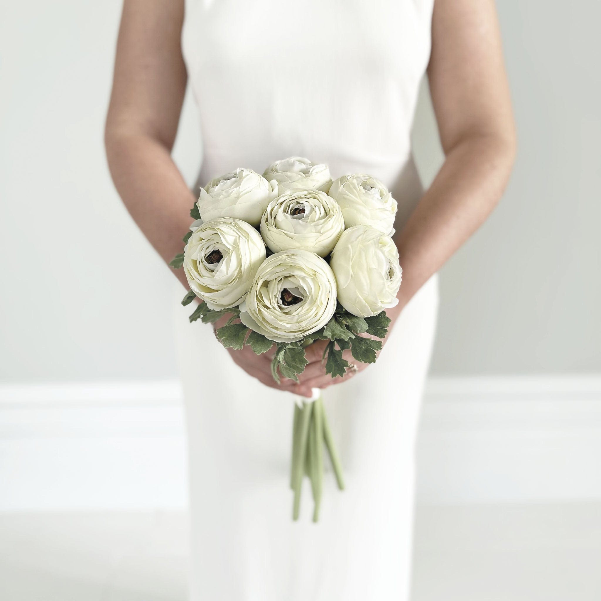 Realistic Artificial White Ranunculus Wedding Arrangement ABX5087WH-7 by The Faux Flower Company