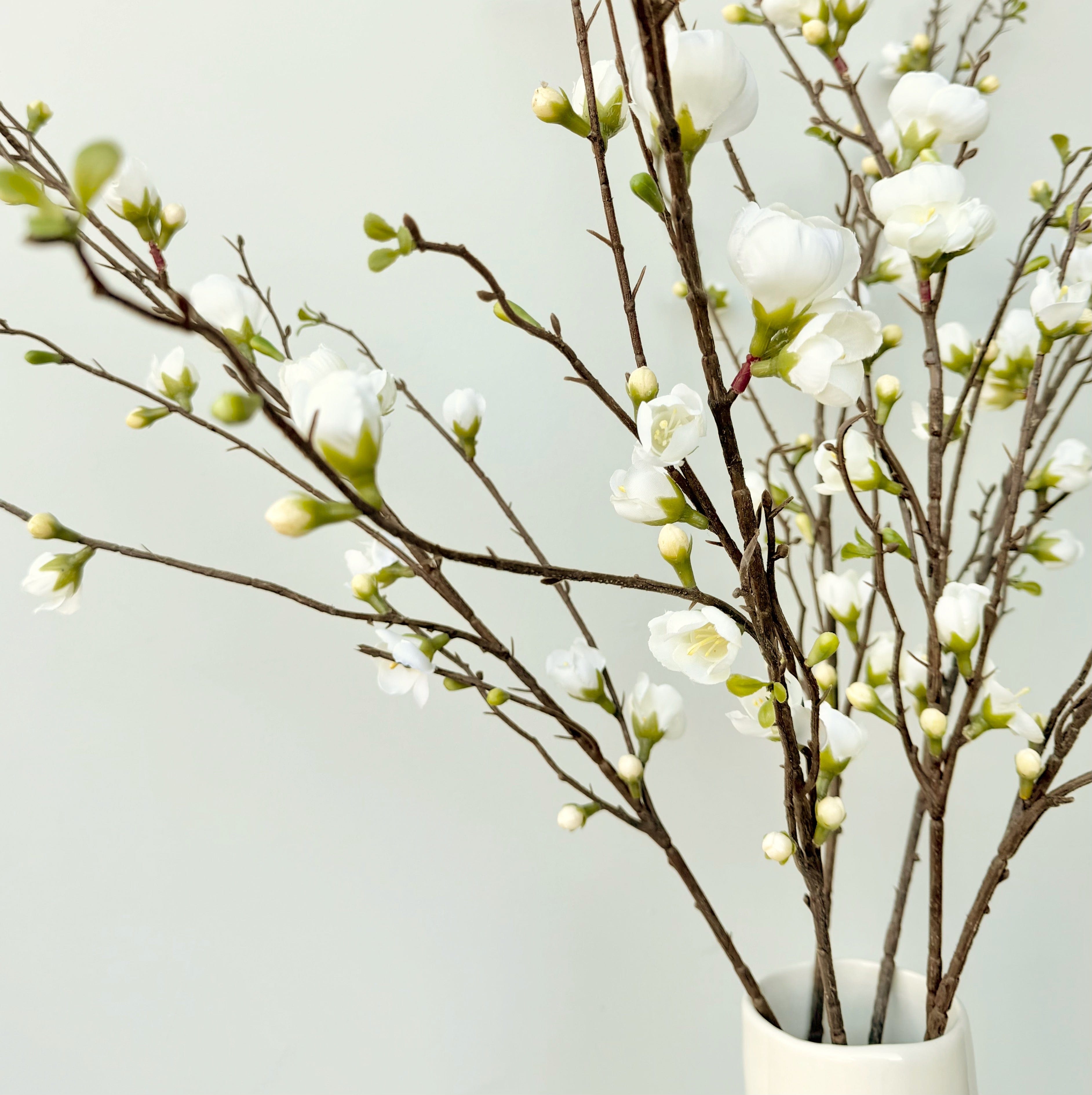Realistic Artificial White Tall Peach Blossom Branch ABX4575WH by The Faux Flower Company