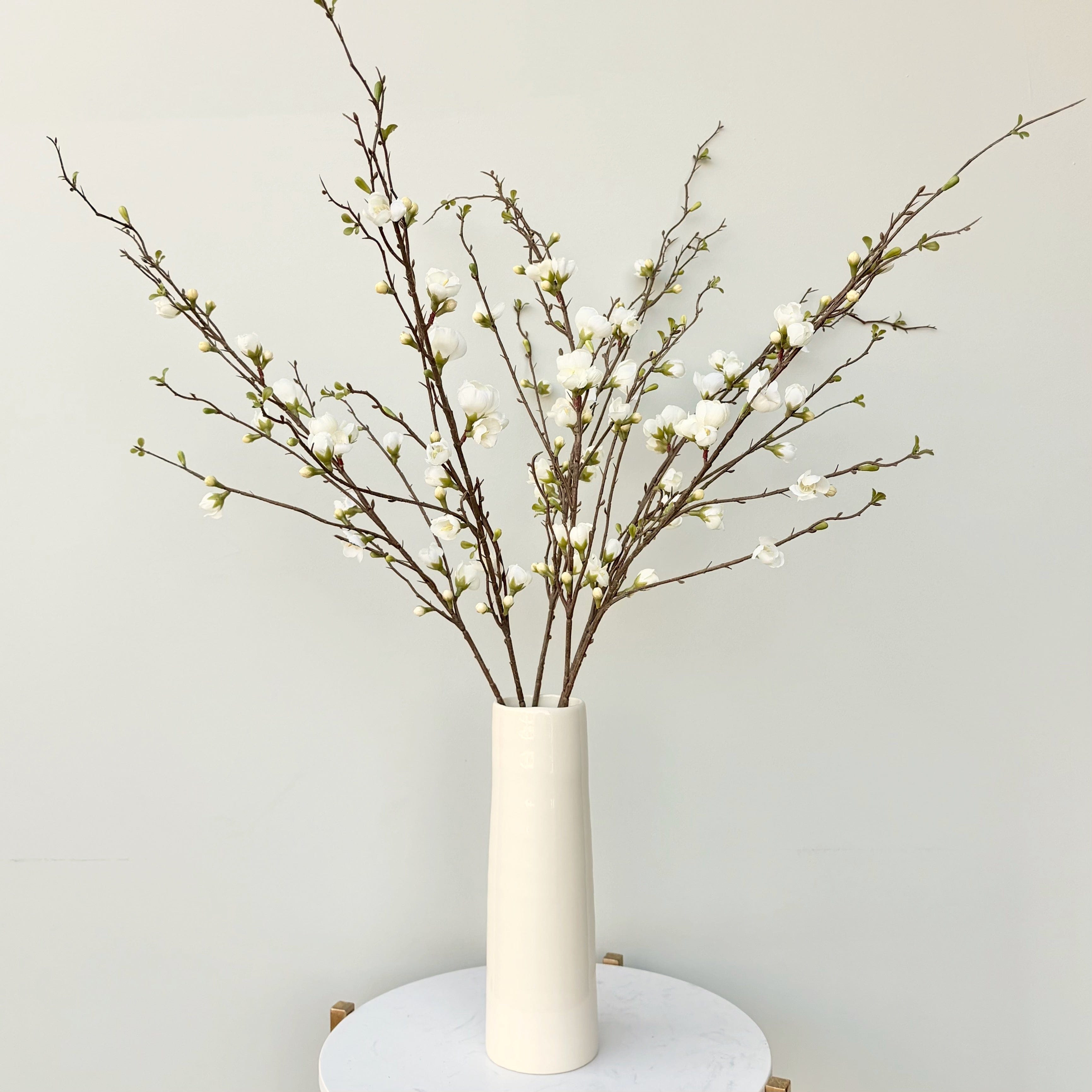 Realistic Artificial White Tall Peach Blossom Branch ABX4575WH by The Faux Flower Company