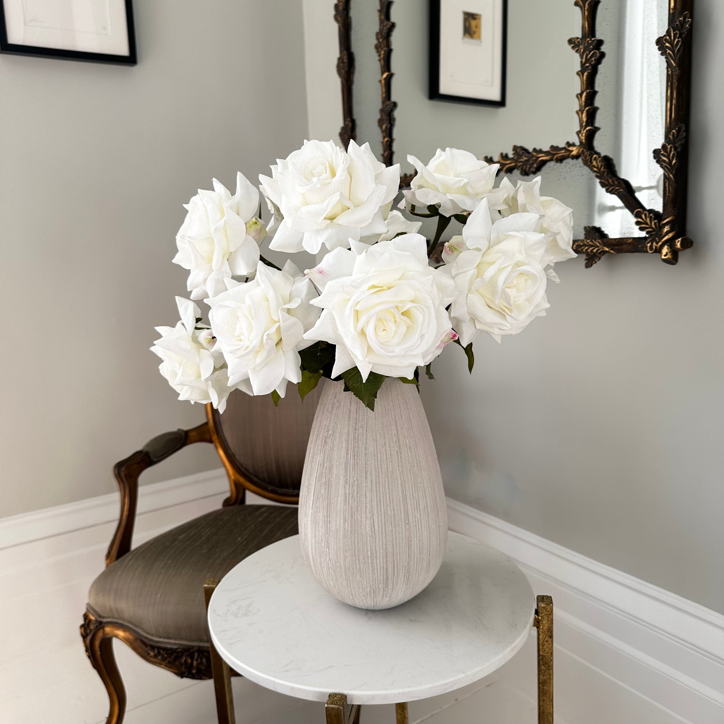 Realistic Artificial White Tea Rose ABY5155WH by The Faux Flower Company