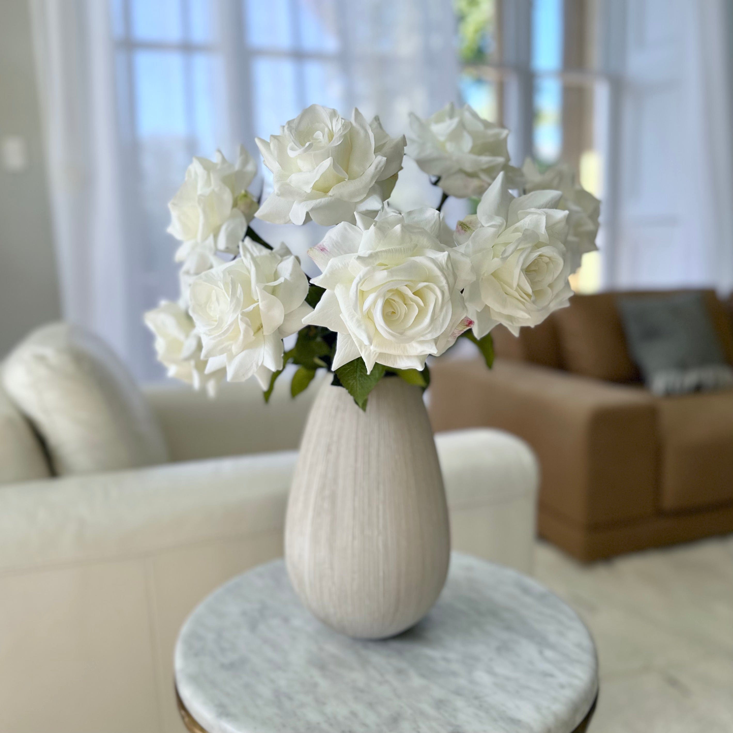 Realistic Artificial White Tea Rose ABY5155WH by The Faux Flower Company