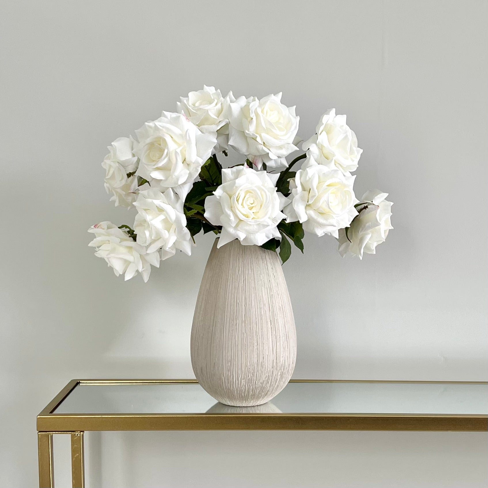 Realistic Artificial White Tea Rose ABY5155WH by The Faux Flower Company