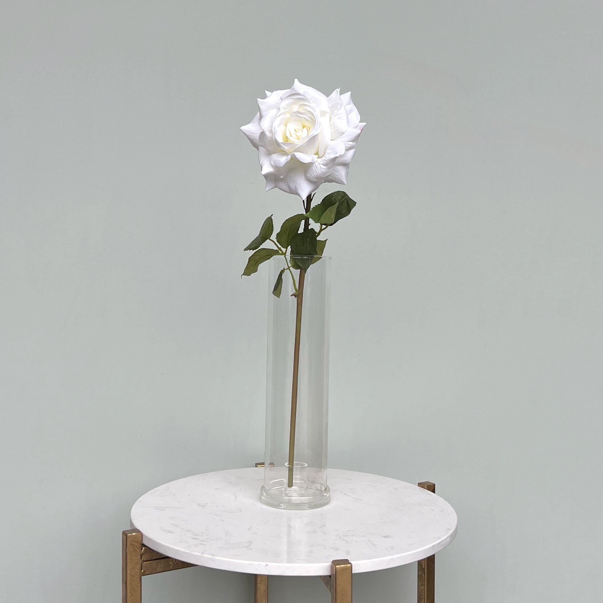 Realistic Artificial White Tea Rose ABY5155WH by The Faux Flower Company