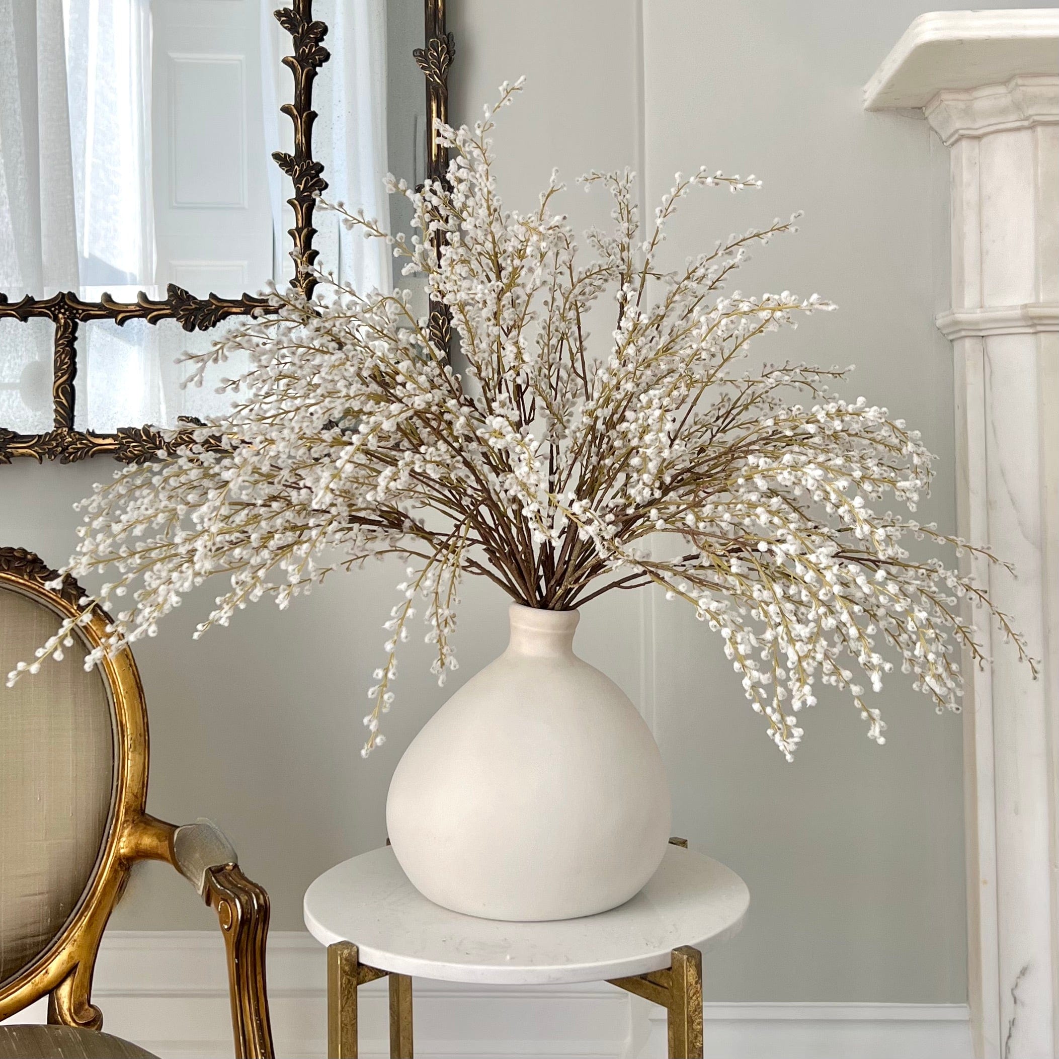 Realistic Artificial White Willow Spray ABZ1504WH by The Faux Flower Company