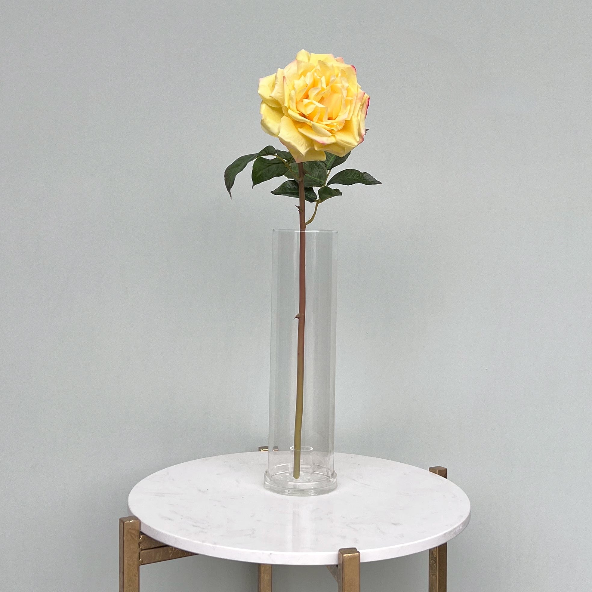 Realistic Artificial Yellow Garden Rose ABY3108YL by The Faux Flower Company