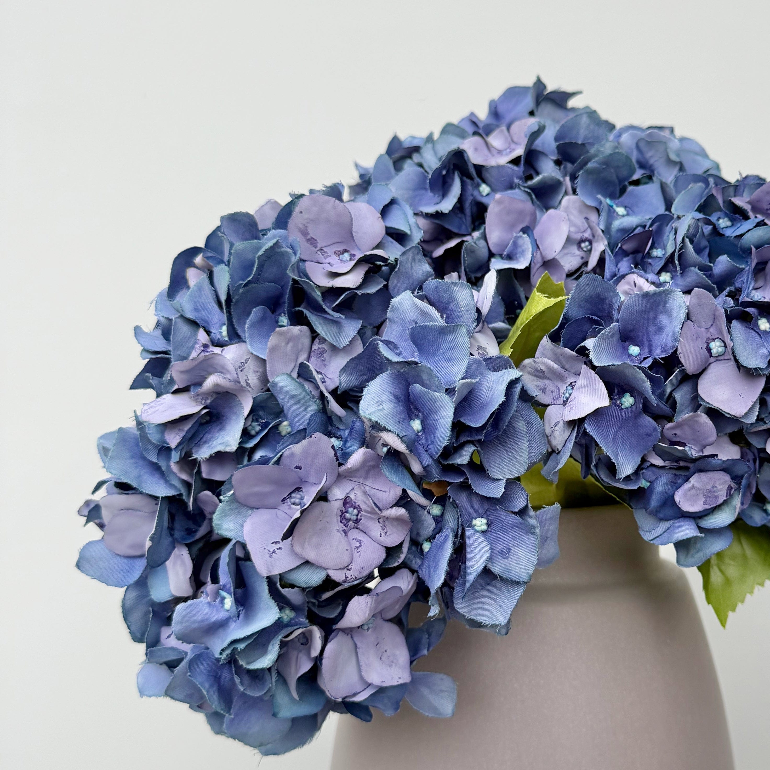Realistic Blue Dried Hydrangea Bouquet & Kemble Vase Set ABY5070BL-3 + ABP1766 by The Faux Flower Company