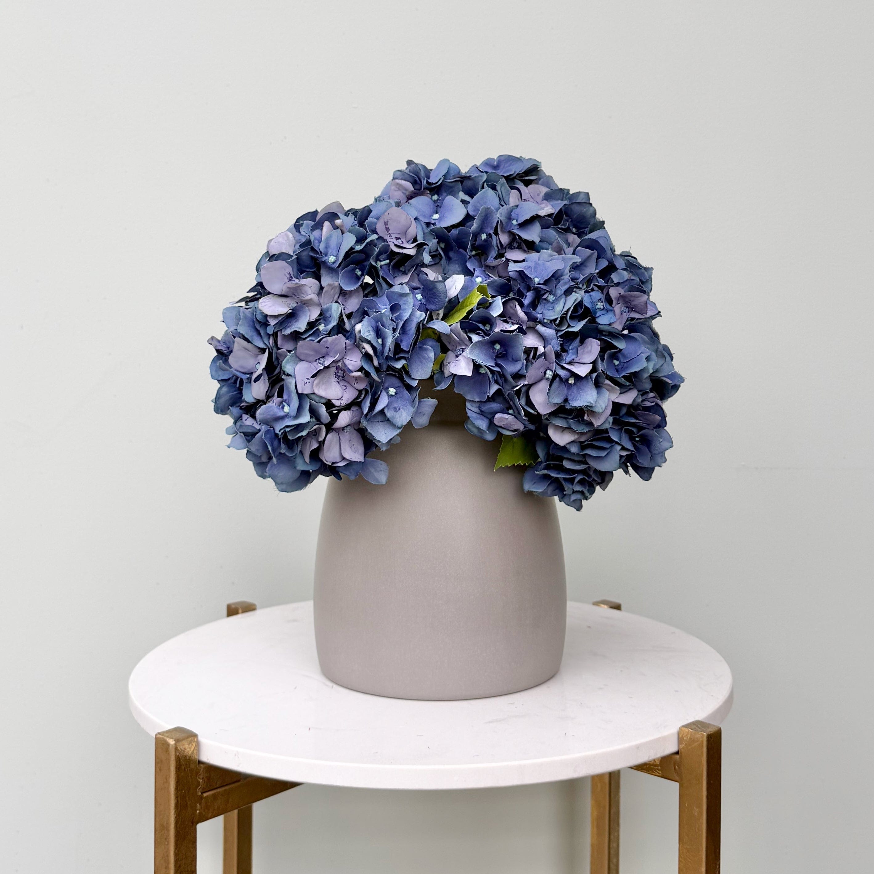 Realistic Blue Dried Hydrangea Bouquet & Kemble Vase Set ABY5070BL-3 + ABP1766 by The Faux Flower Company