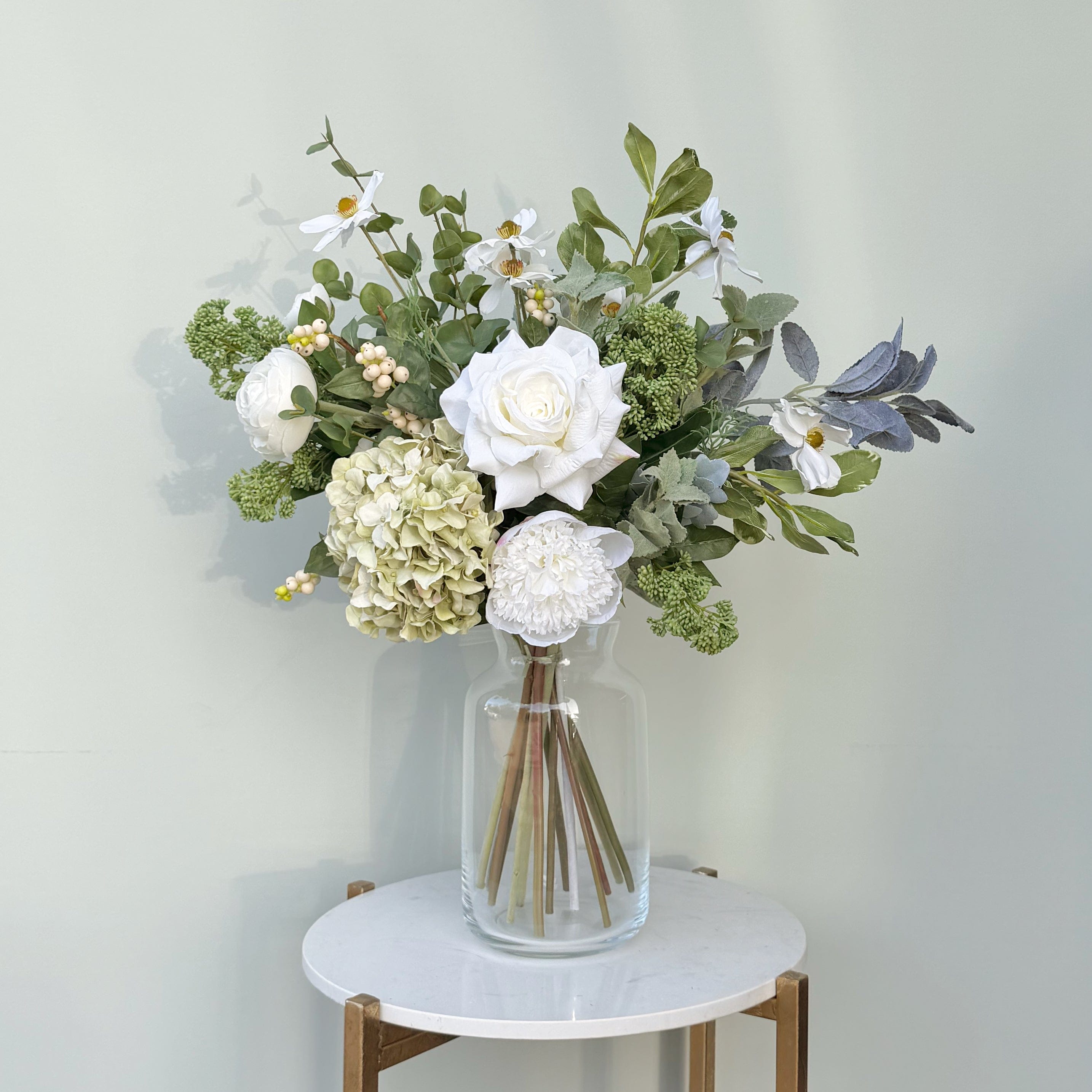 Realistic Born In August: Peridot Flower Bouquet & Vase Set AUGUST BQ + ABV2252 by The Faux Flower Company