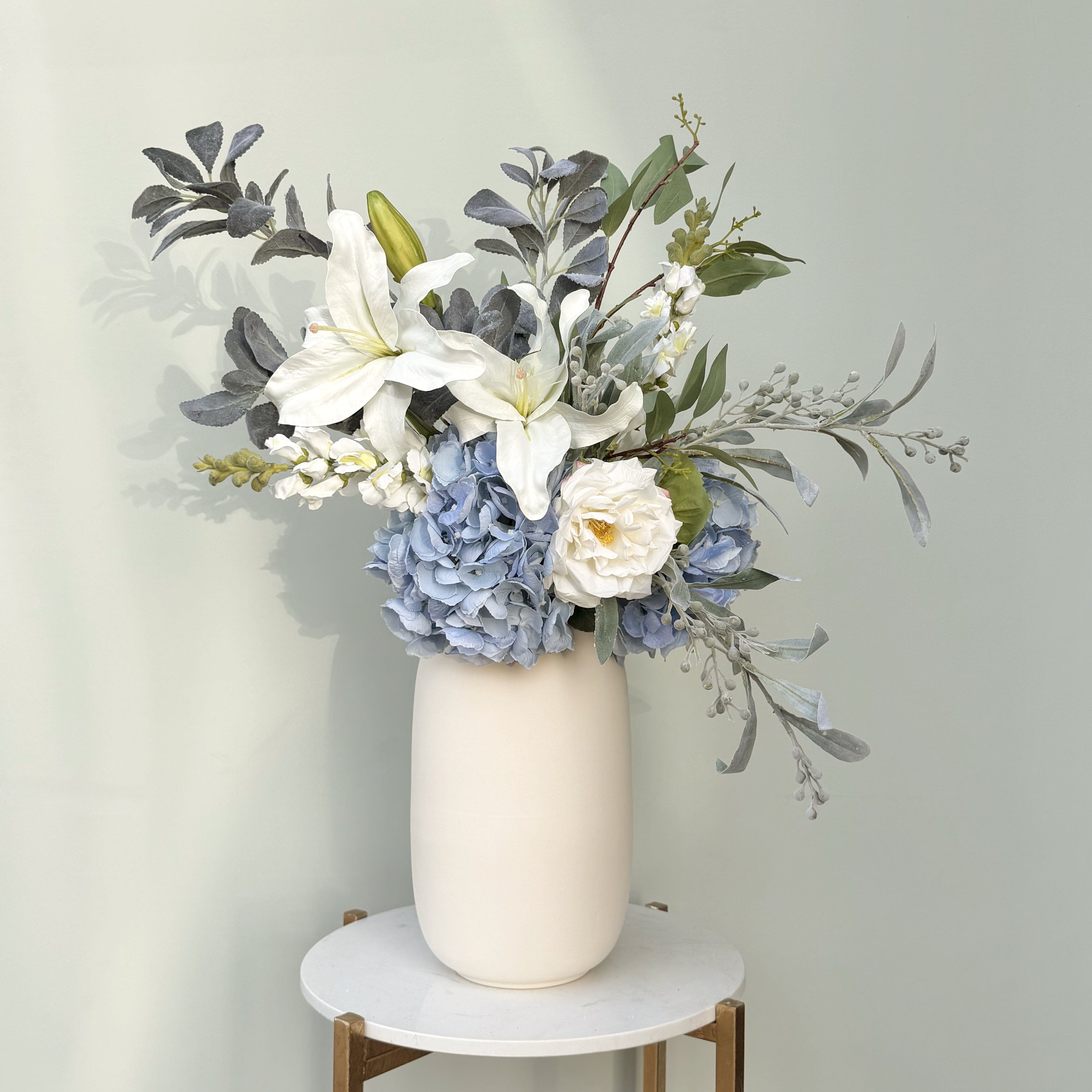 Realistic Born In December: Turquoise Flower Bouquet & Vase Set DECEMBER BQ + ABP04B3 by The Faux Flower Company