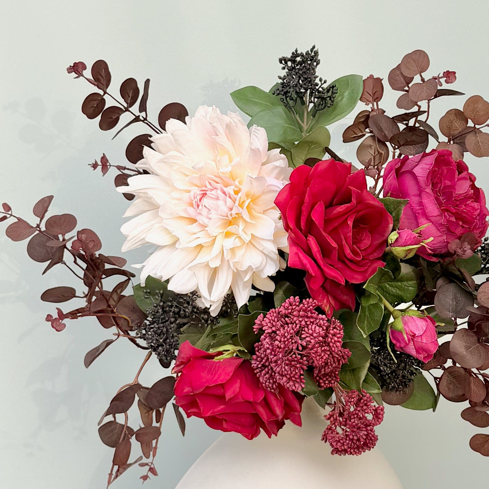 Realistic Born In January: Garnet Flower Bouquet & Vase Set JANUARY BQ + ABP1747 by The Faux Flower Company