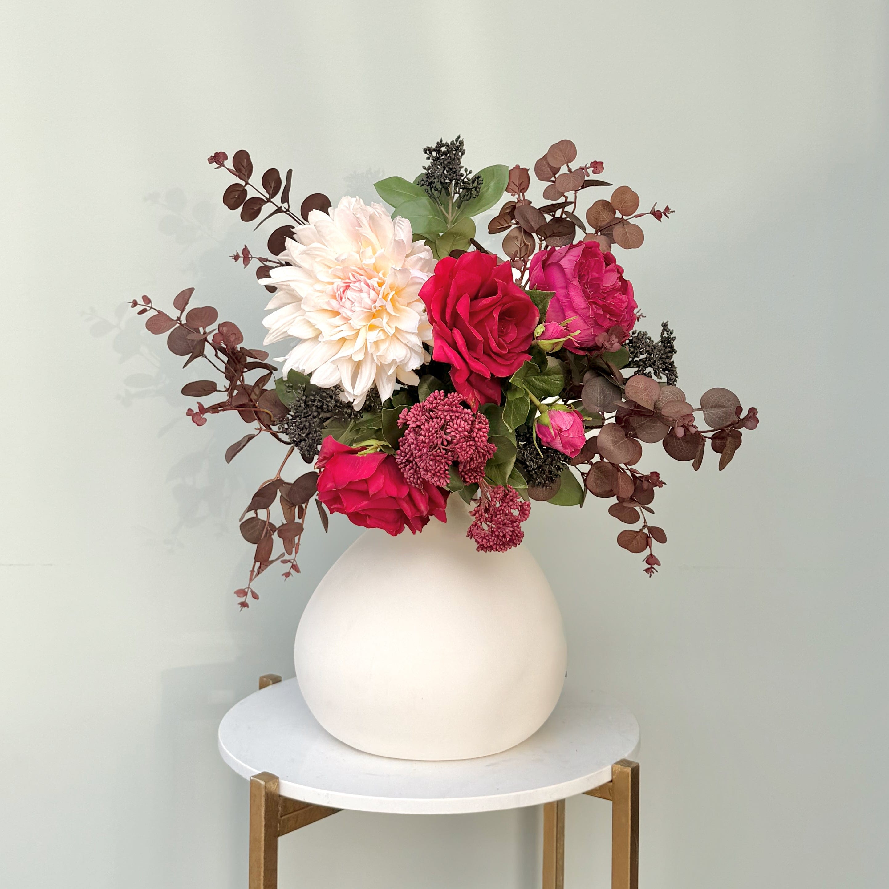 Realistic Born In January: Garnet Flower Bouquet & Vase Set JANUARY BQ + ABP1747 by The Faux Flower Company