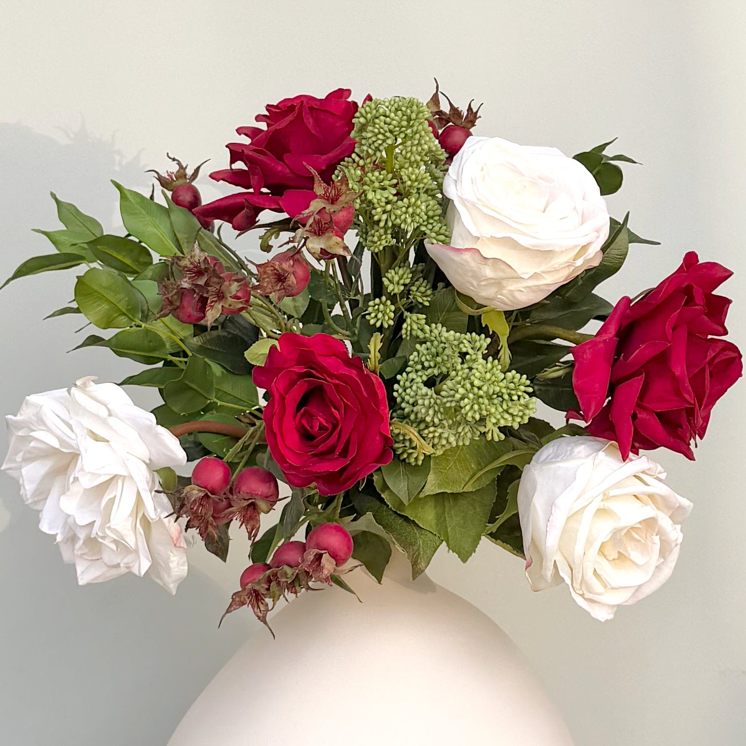 Realistic Born in July: Ruby Flower Bouquet & Vase Set JULY BQ + ABP1747 by The Faux Flower Company