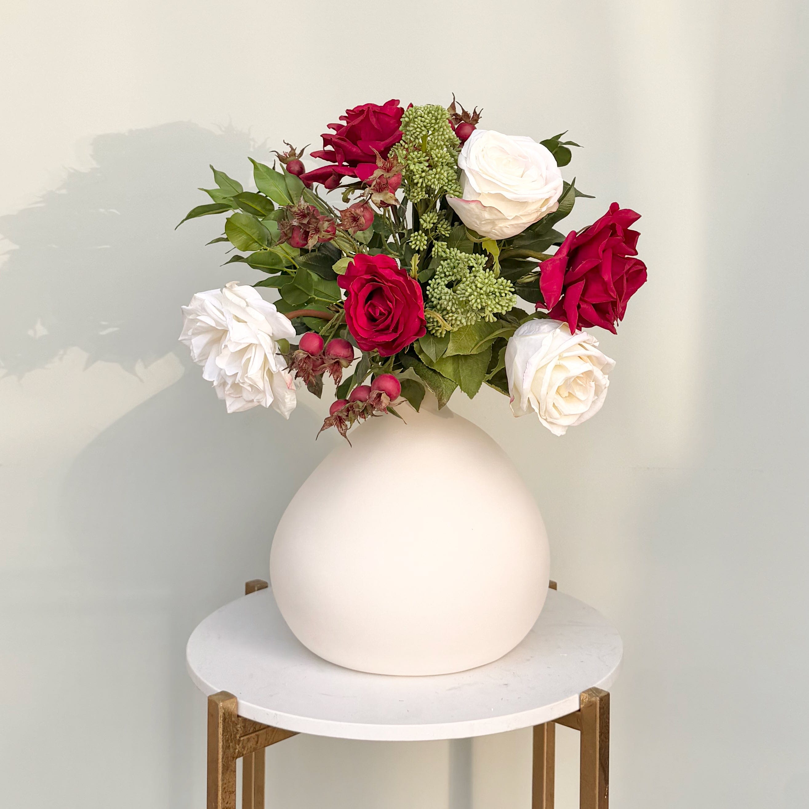 Realistic Born in July: Ruby Flower Bouquet & Vase Set JULY BQ + ABP1747 by The Faux Flower Company