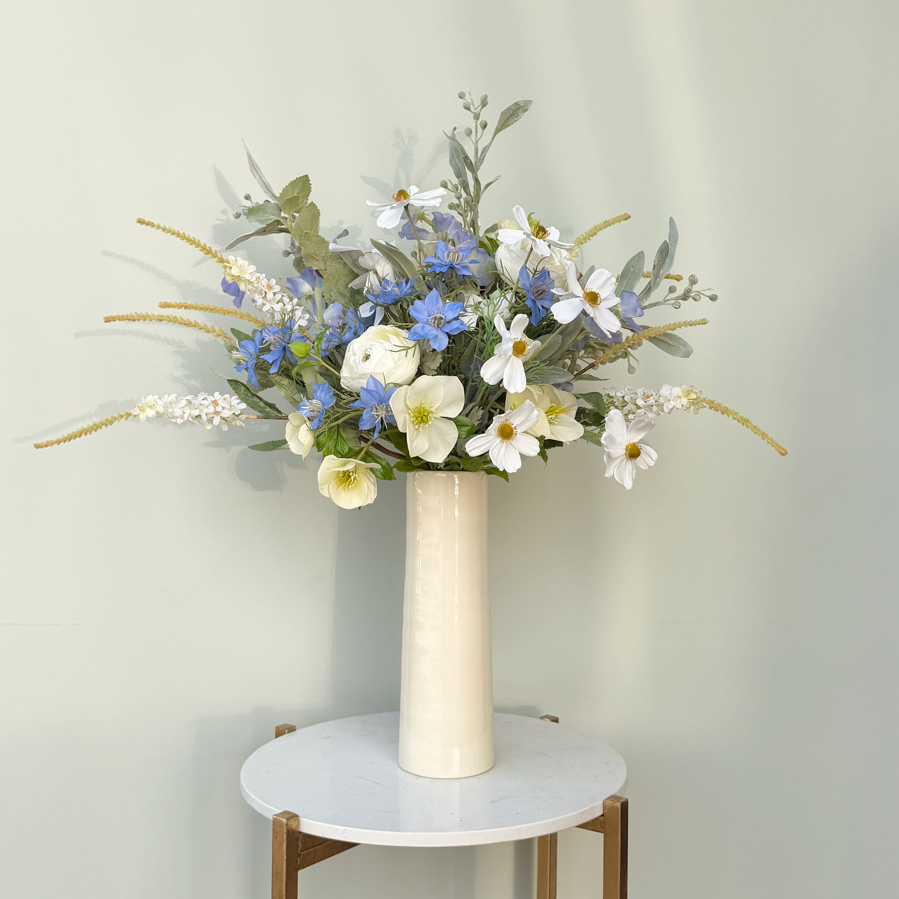 Realistic Born In March: Aquamarine Flower Bouquet & Vase Set MARCH BQ + ABP1828 by The Faux Flower Company