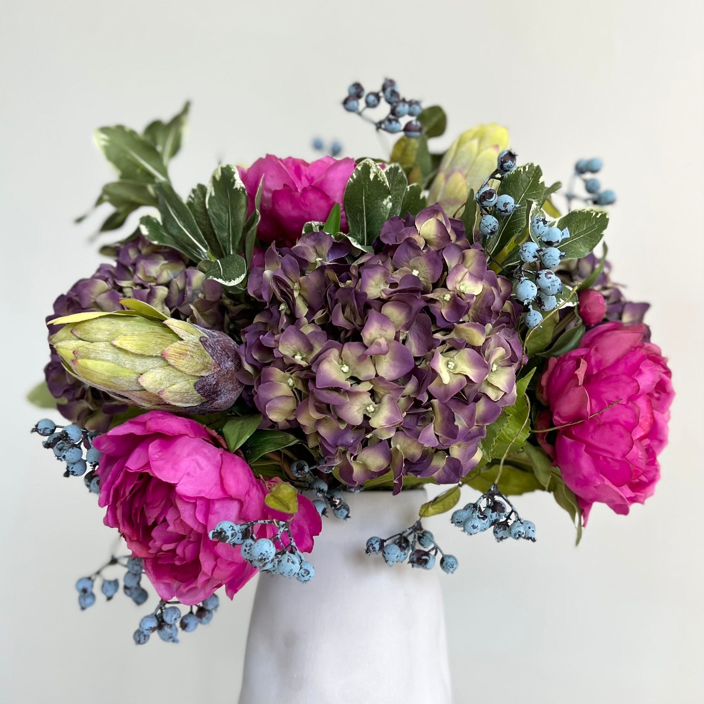 Realistic Bright Peony & Hydrangea Arrangement by The Faux Flower Company