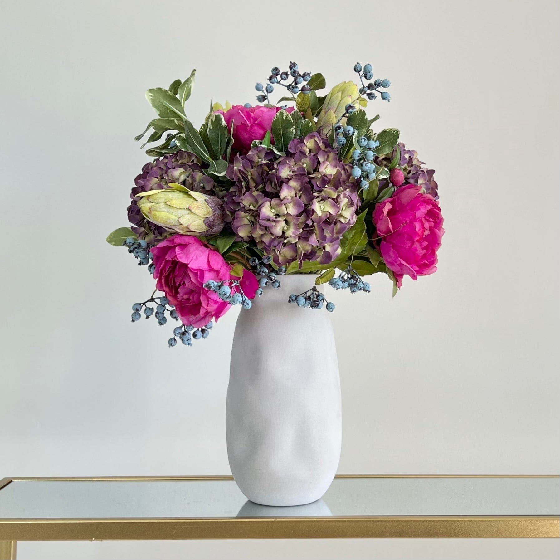 Realistic Bright Peony & Hydrangea Arrangement by The Faux Flower Company