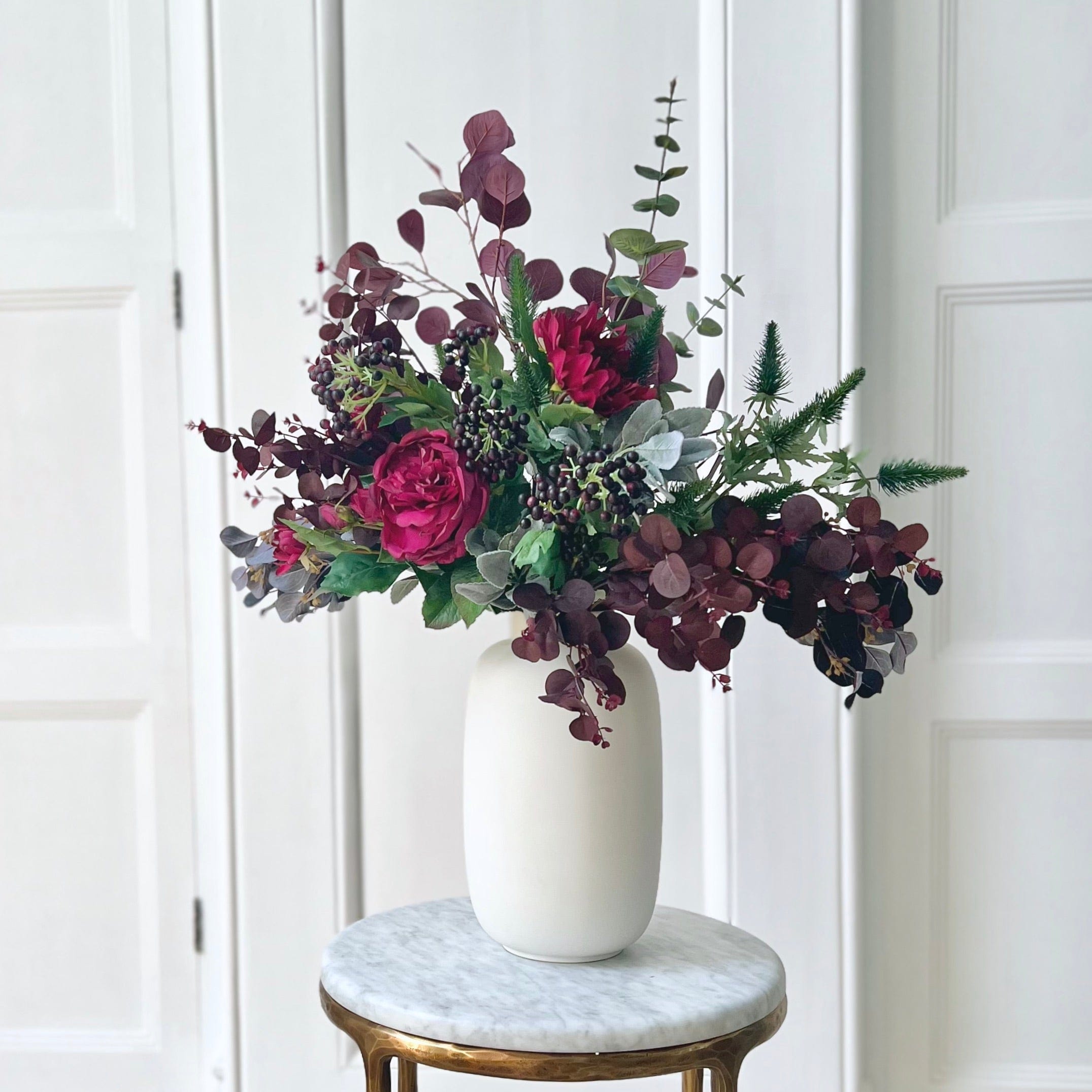 Realistic Burgundy Beauty Artificial Flower Arrangement by The Faux Flower Company