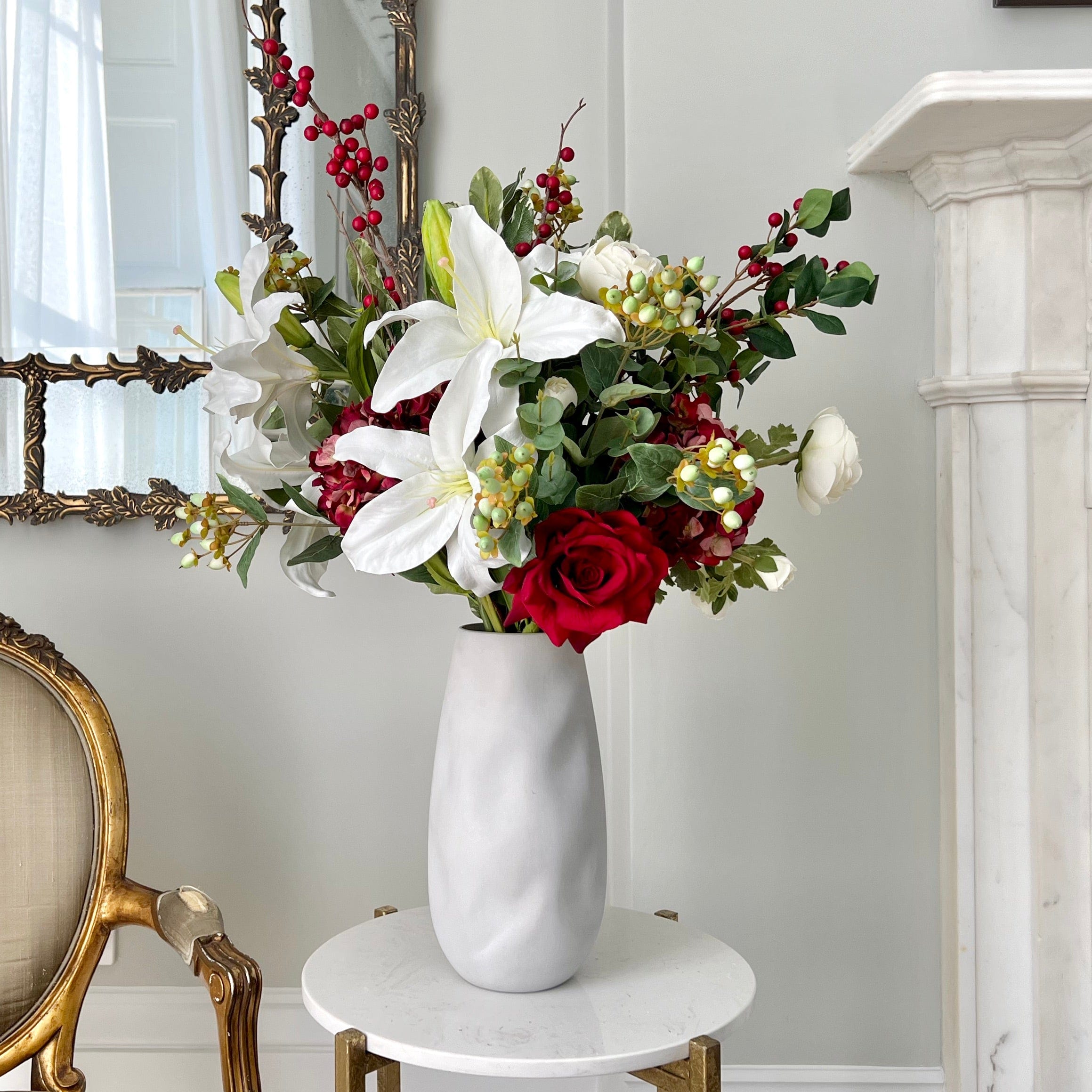Realistic Christmas Artificial Flower Arrangement by The Faux Flower Company